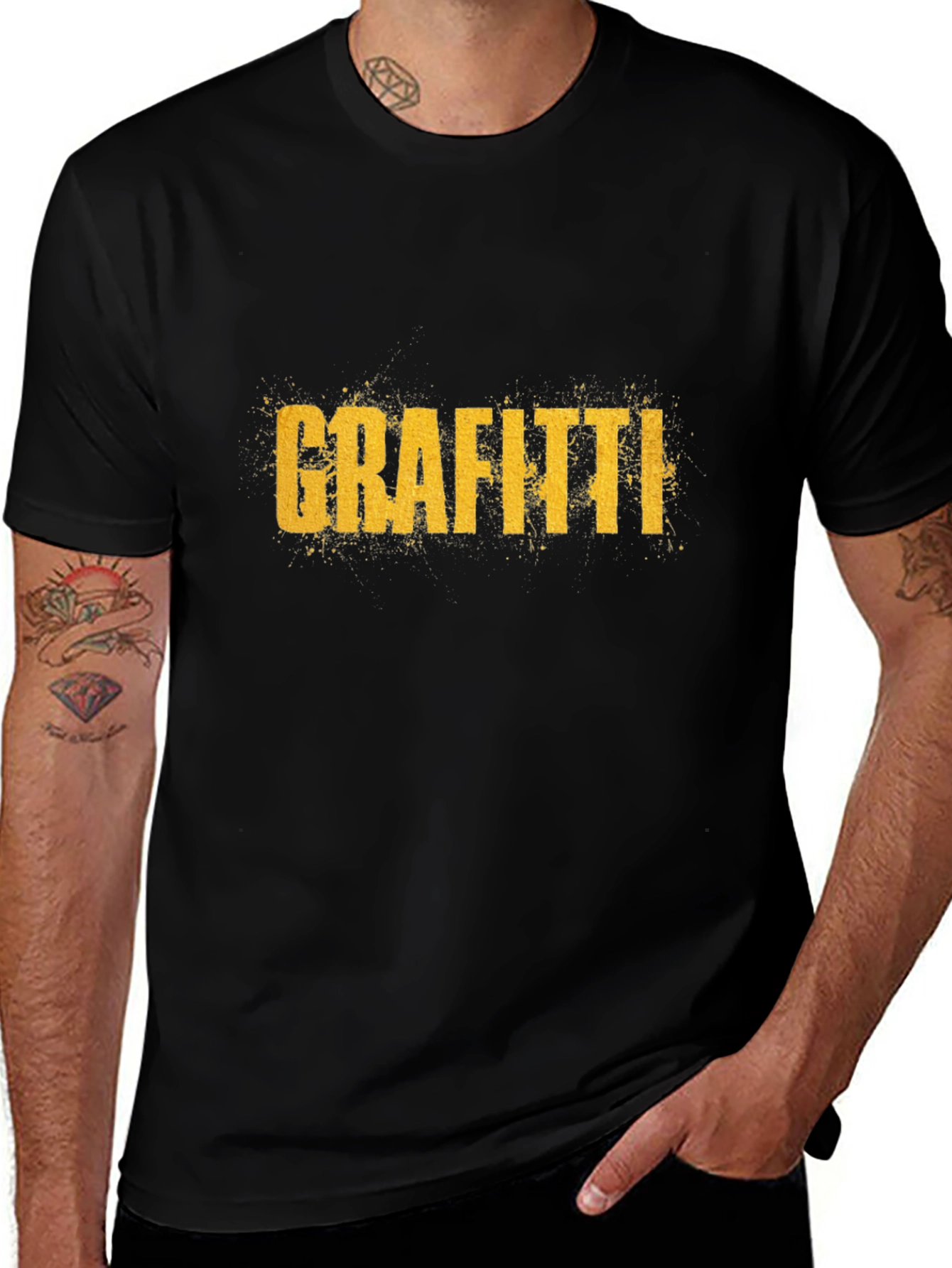 Grafitti Graphic Print Crew Neck T-Shirt