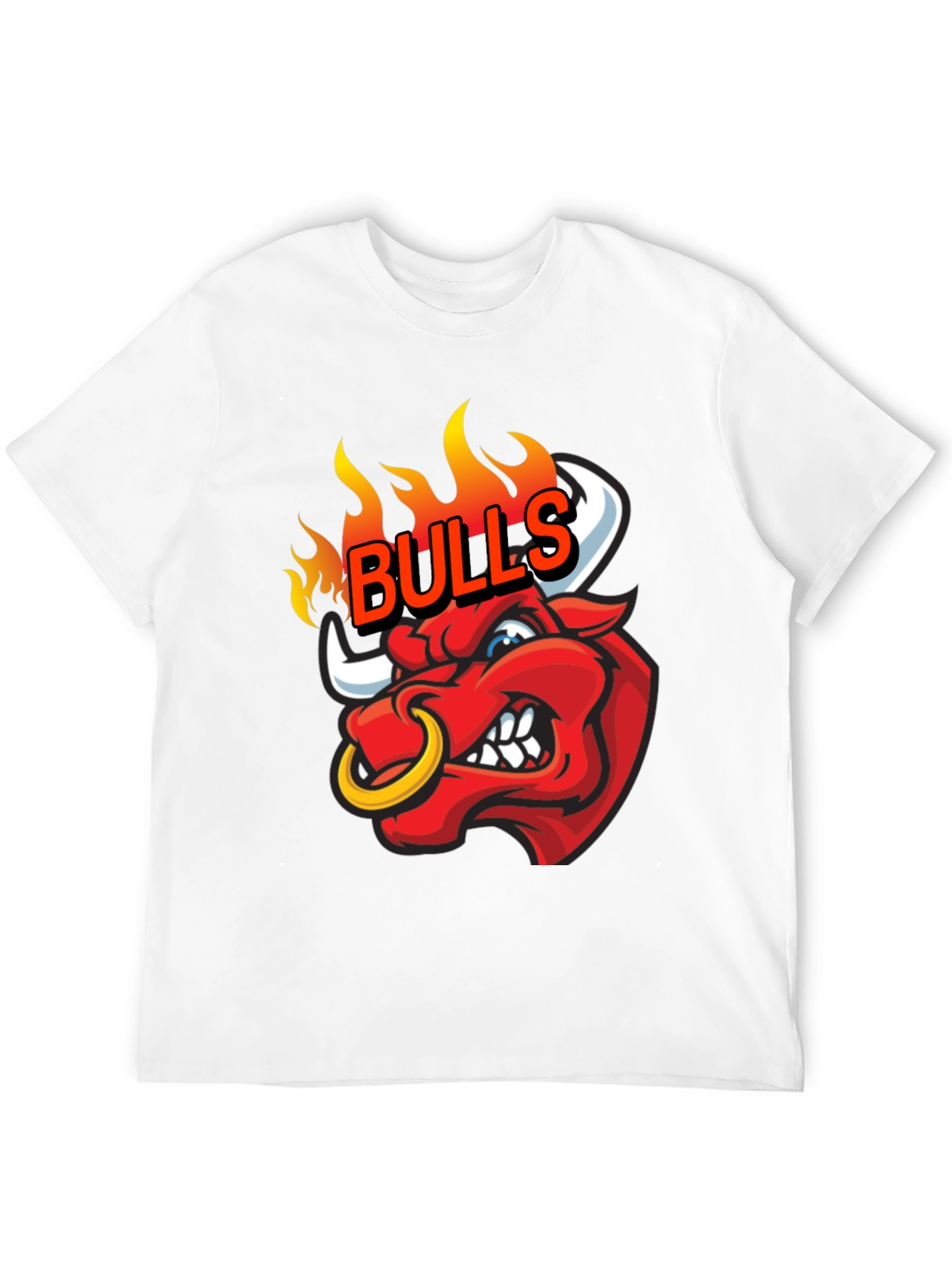 Fiery Bulls Graphic Tee - Black Cotton T-Shirt