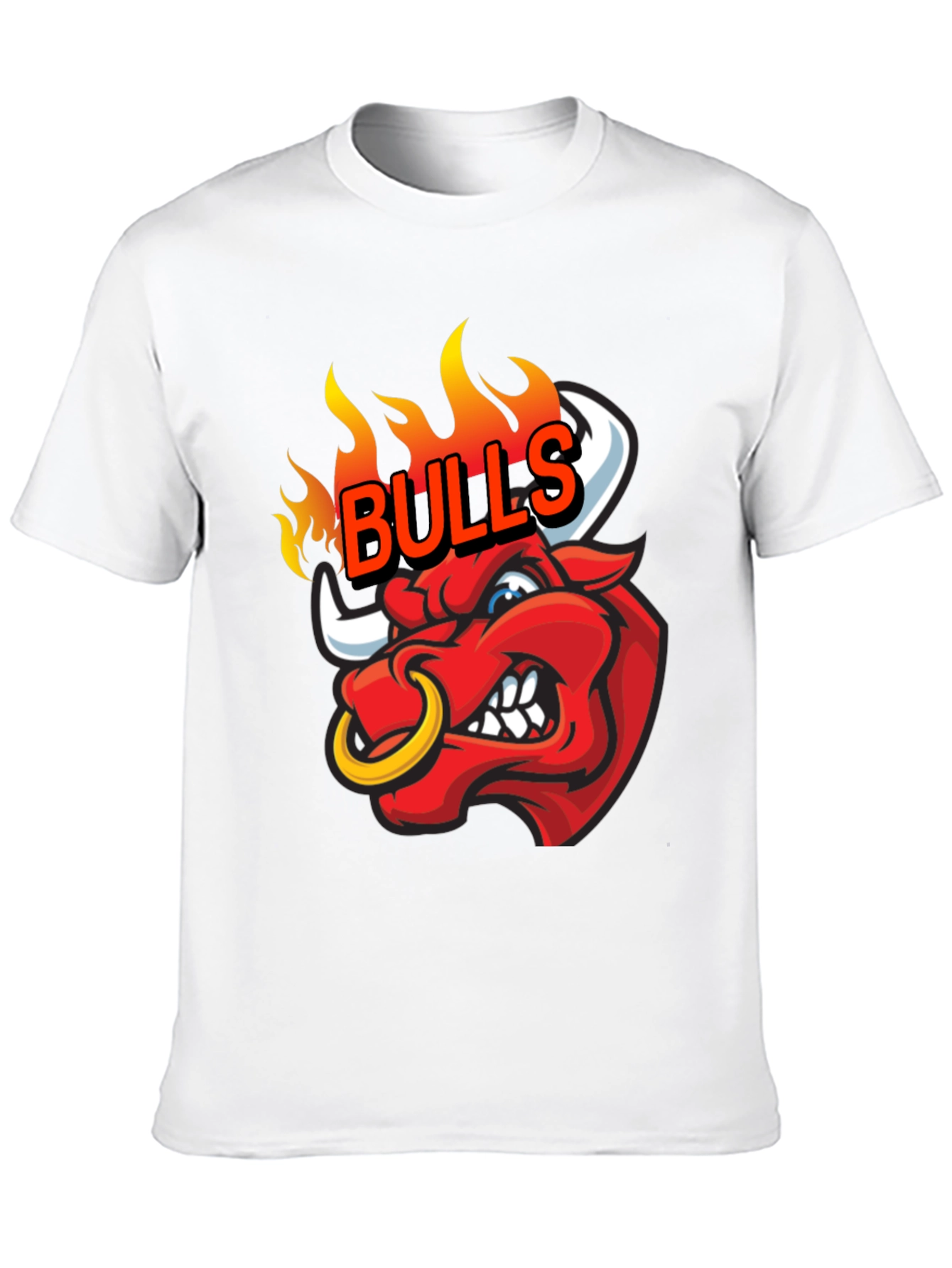 Fiery Bulls Graphic Tee - Black Cotton T-Shirt