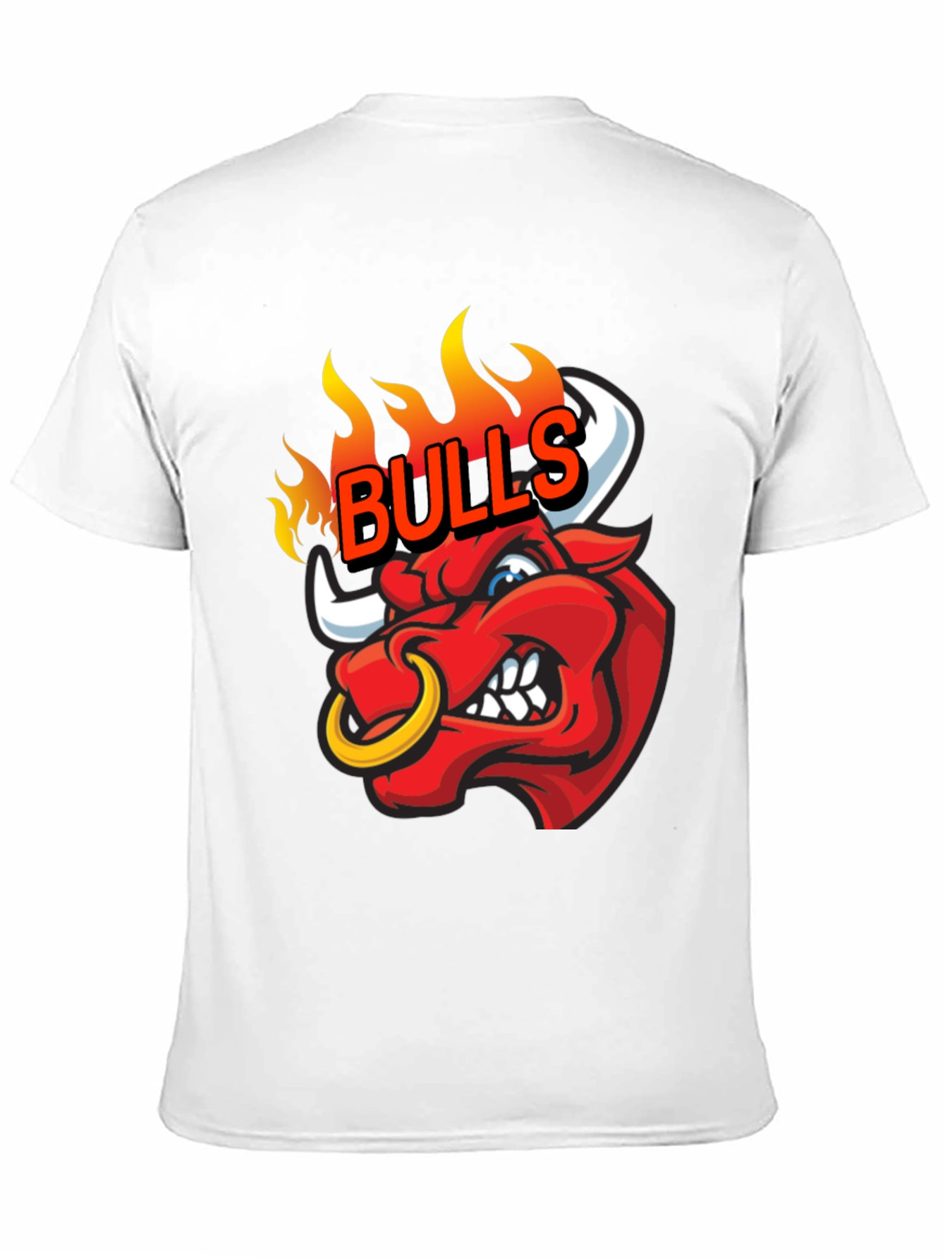 Fiery Bulls Graphic Tee - Black Cotton T-Shirt