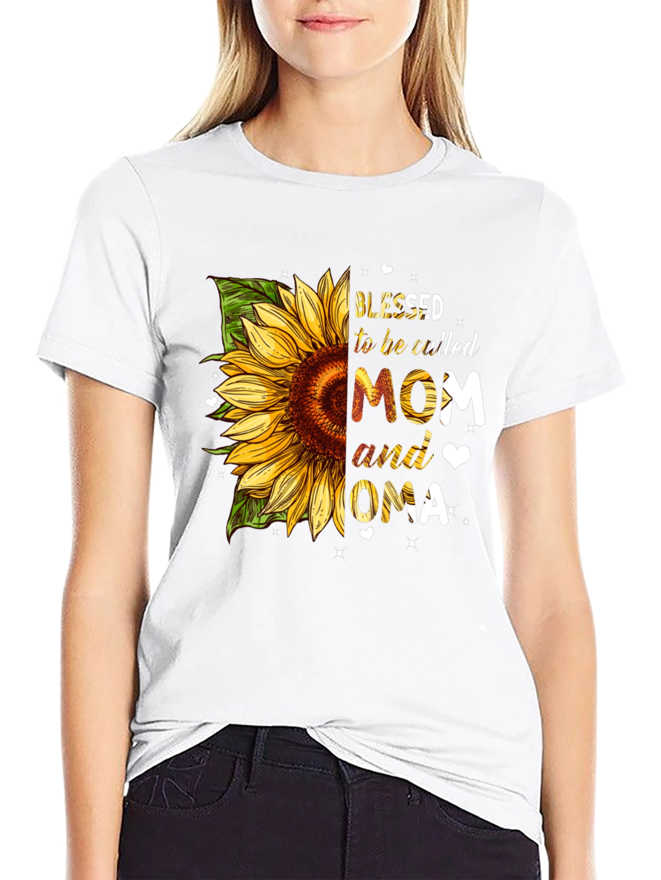 Blessed Mom & Oma Sunflower Graphic T-Shirt