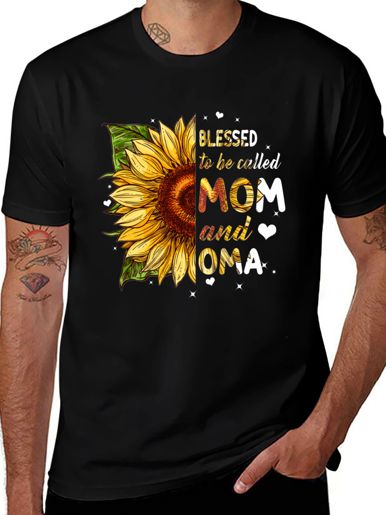 Blessed Mom & Oma Sunflower Graphic T-Shirt