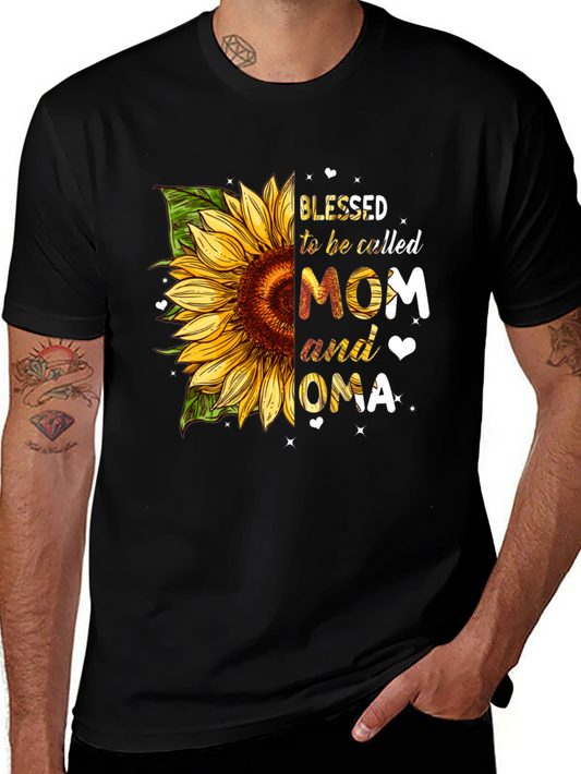 Blessed Mom & Oma Sunflower Graphic T-Shirt
