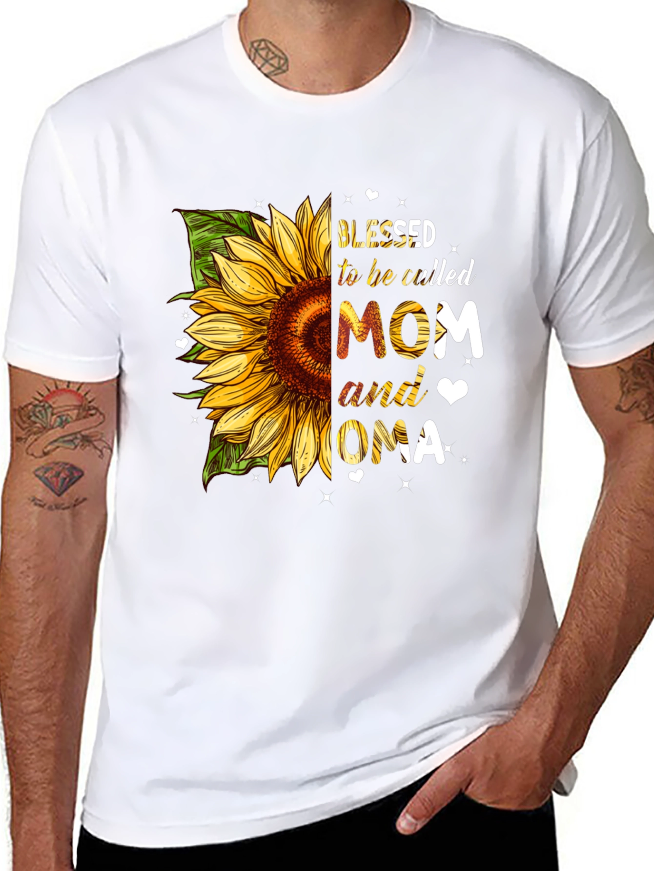 Blessed Mom & Oma Sunflower Graphic T-Shirt
