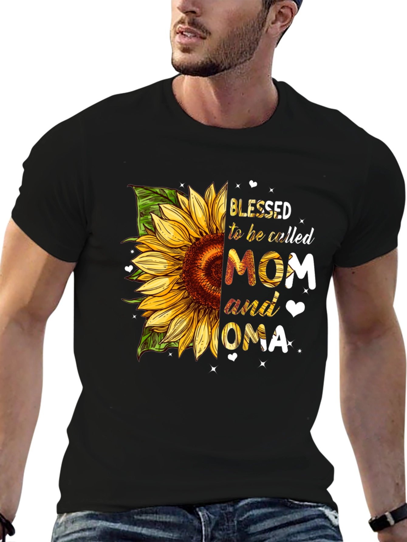Blessed Mom & Oma Sunflower Graphic T-Shirt