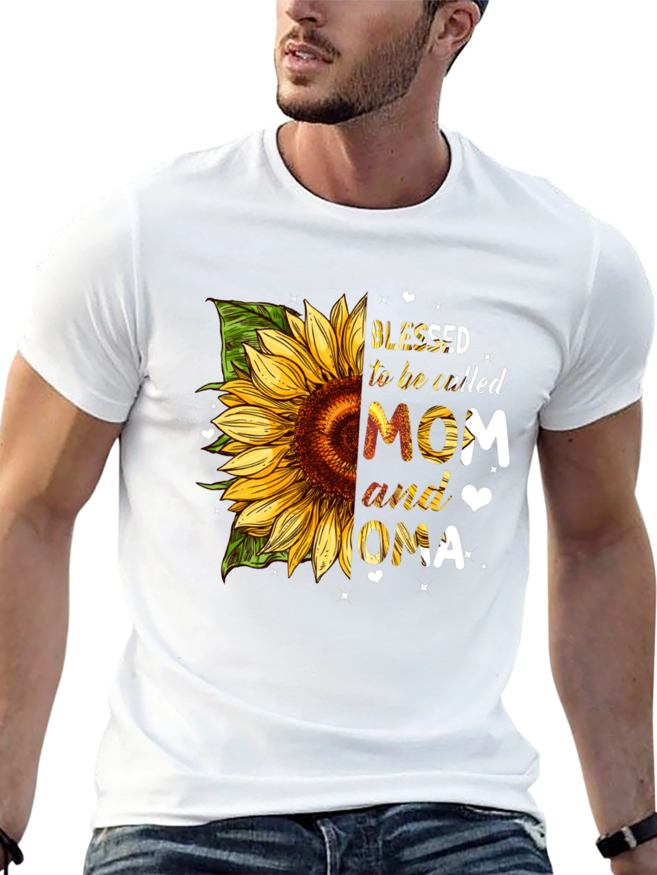Blessed Mom & Oma Sunflower Graphic T-Shirt
