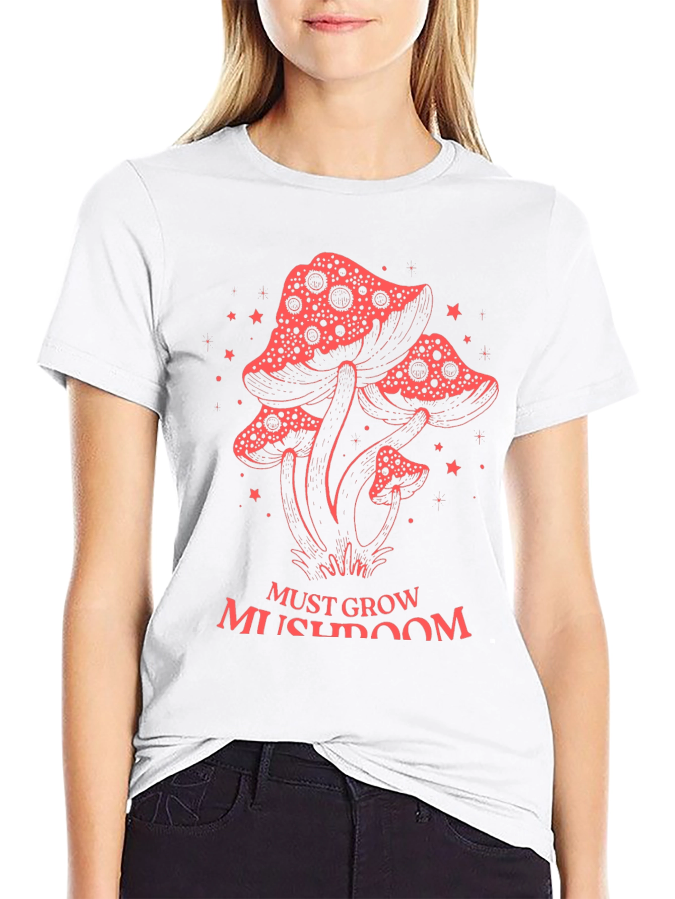 Must Grow Mushroom Graphic Tee - Black Cotton T-Shirt