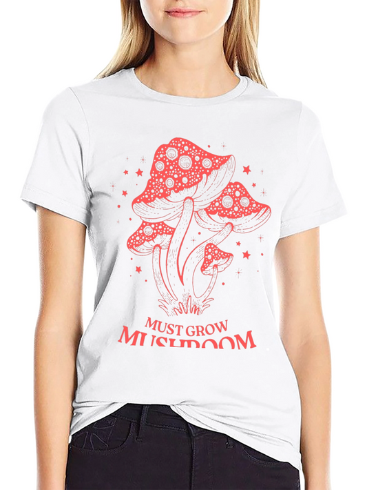 Must Grow Mushroom Graphic Tee - Black Cotton T-Shirt