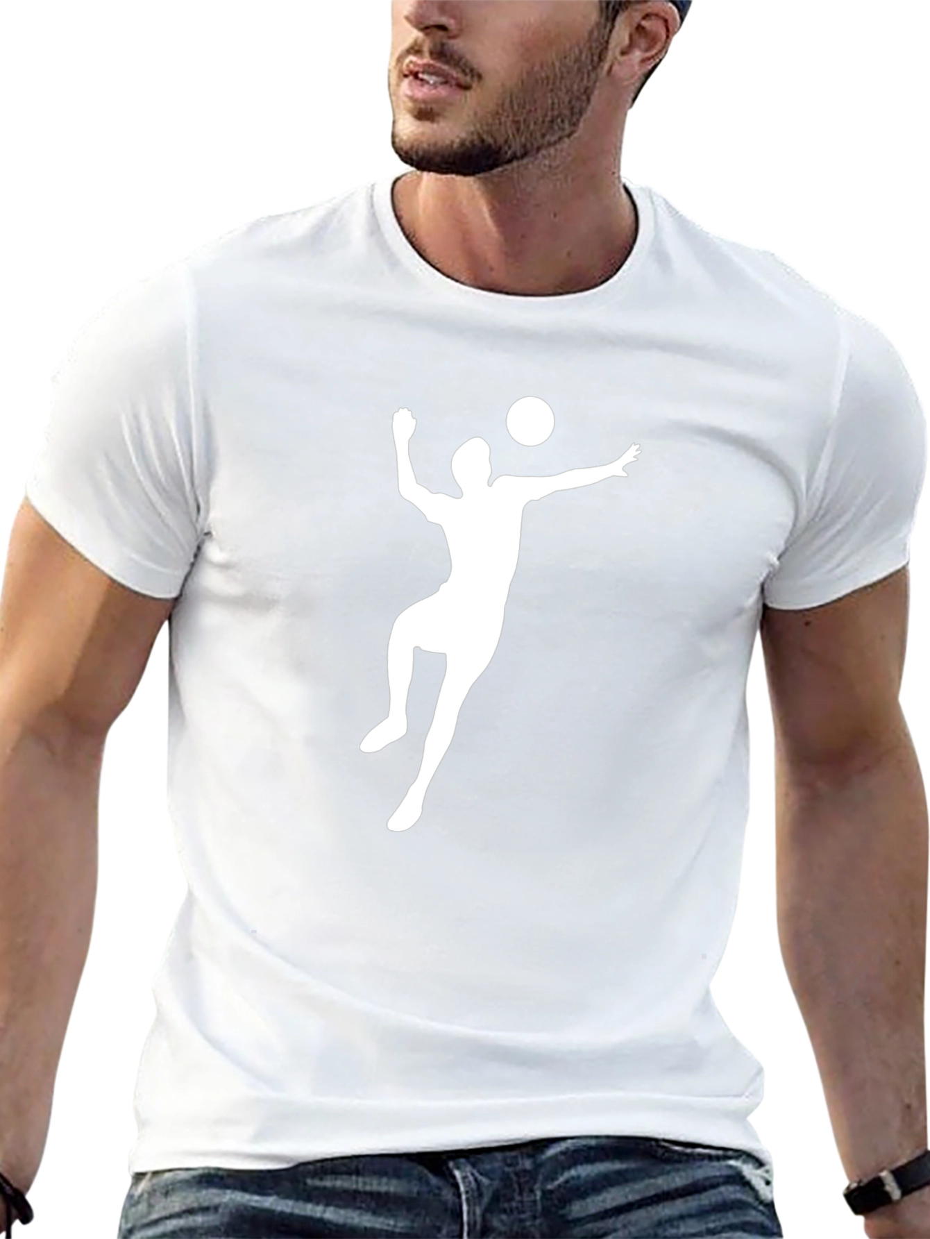 Volleyball Player Graphic Tee - Black Cotton T-Shirt