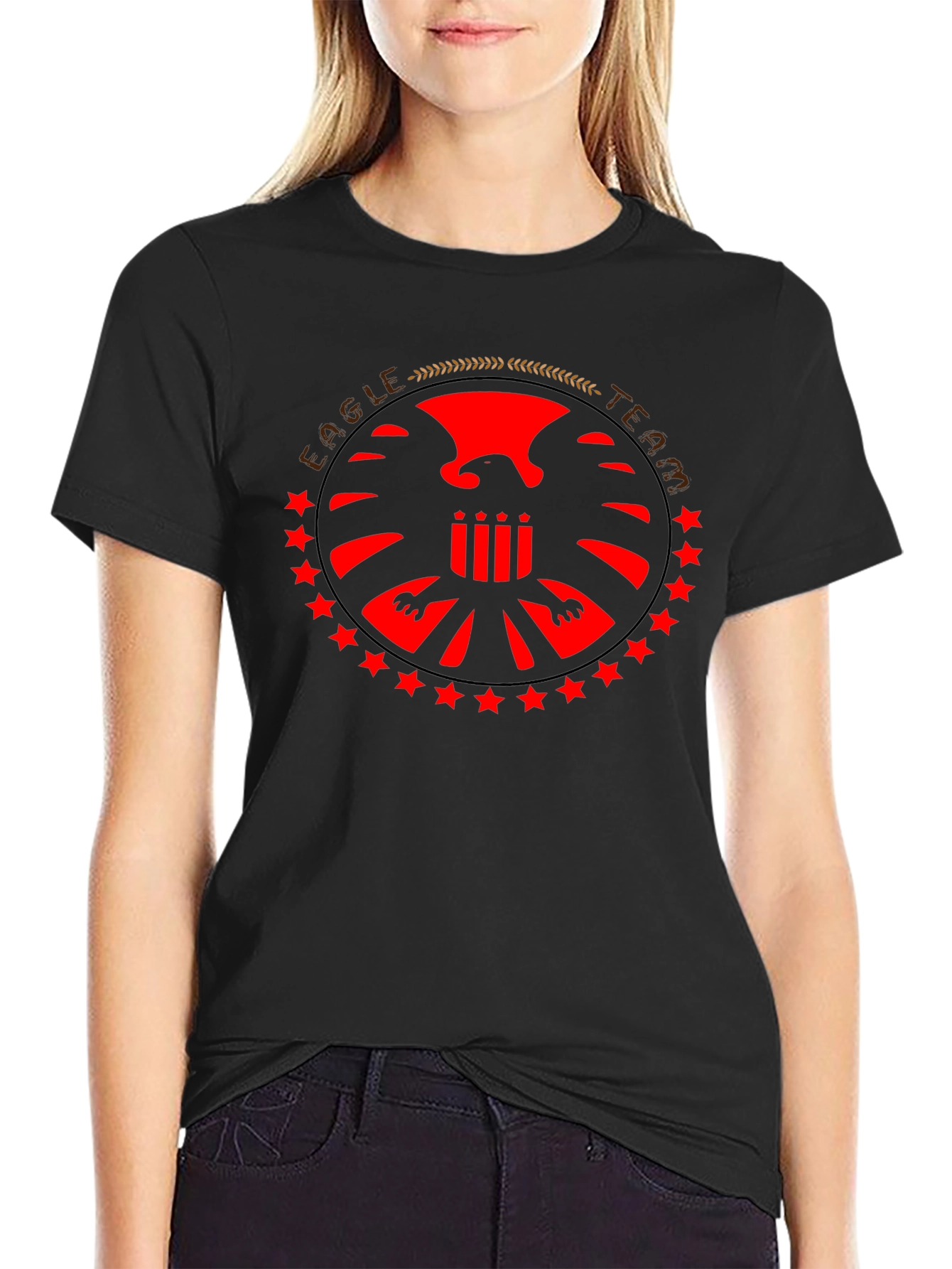 Eagle Team Graphic T-Shirt - Black Cotton Tee
