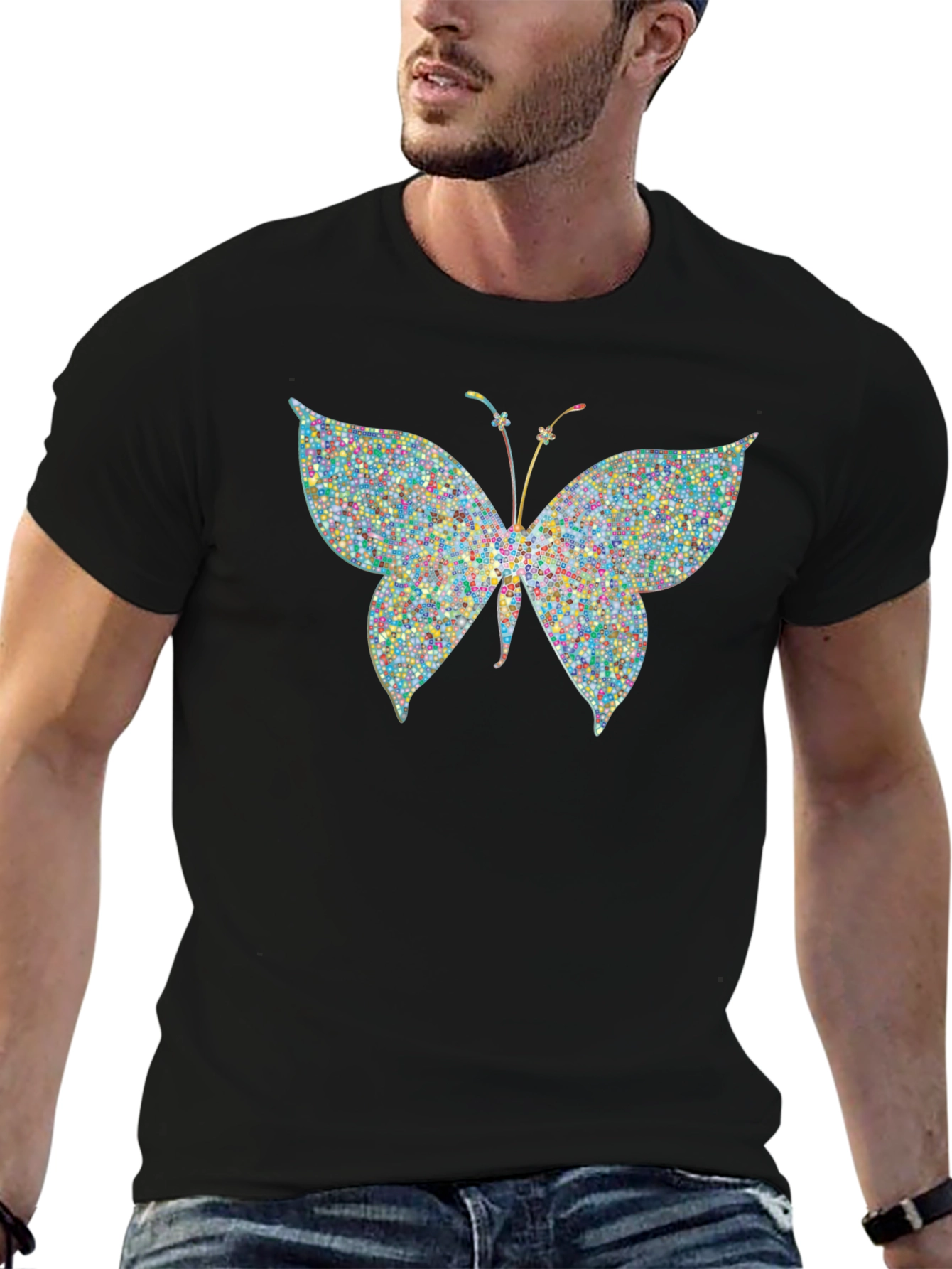 Butterfly Graphic Black T-Shirt - Stylish Mens Tee