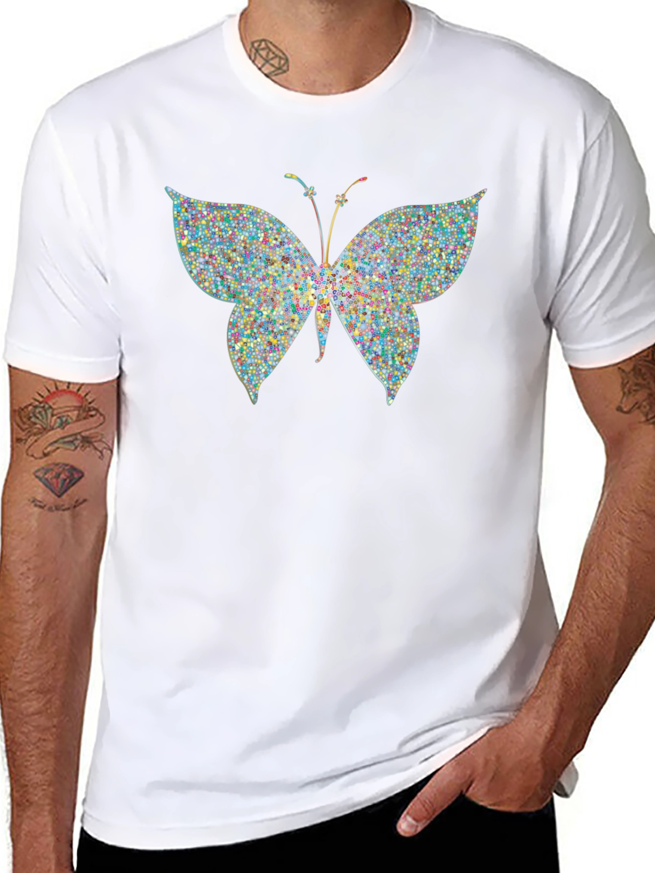 Butterfly Graphic Black T-Shirt - Stylish Mens Tee