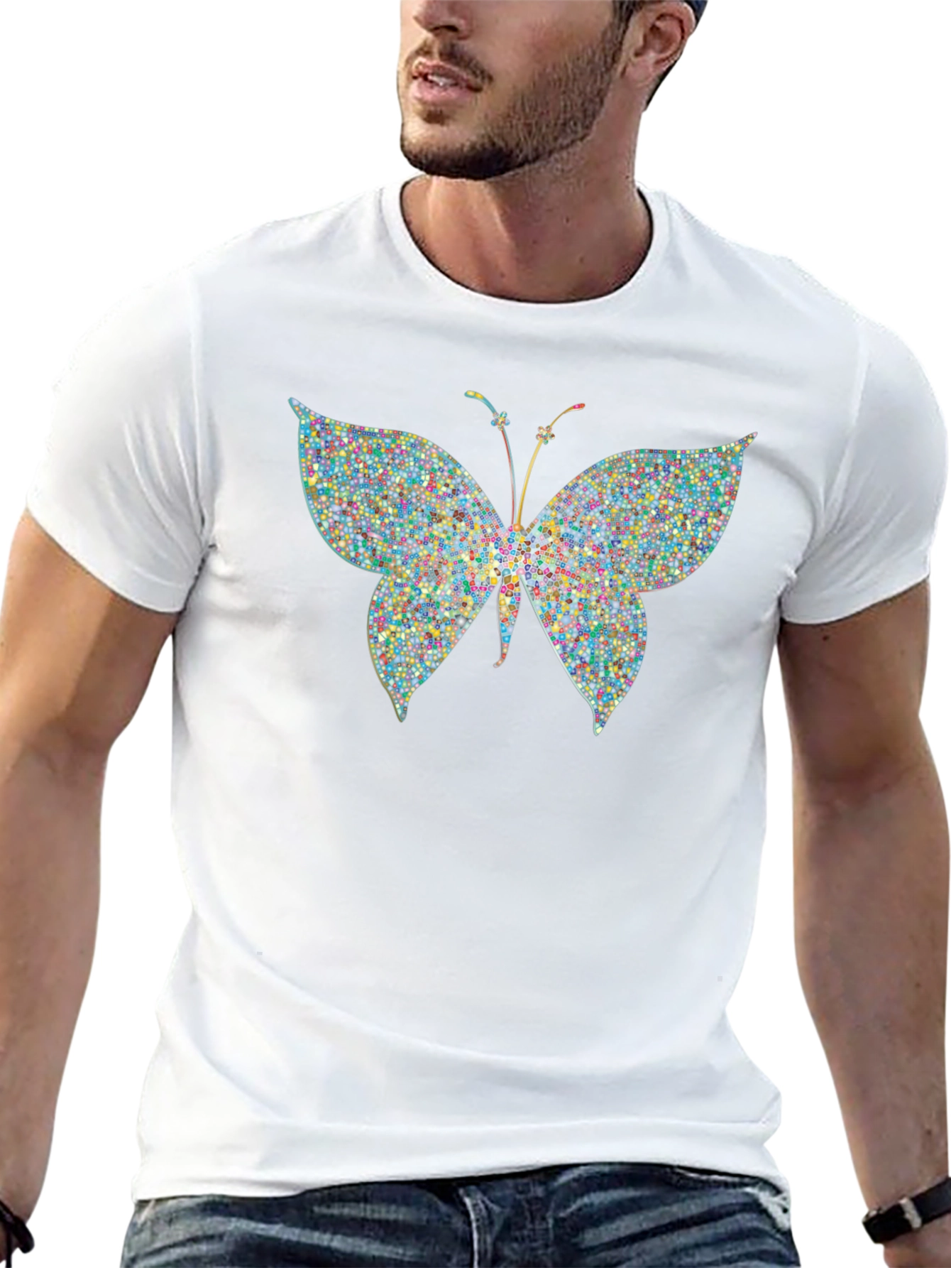 Butterfly Graphic Black T-Shirt - Stylish Mens Tee