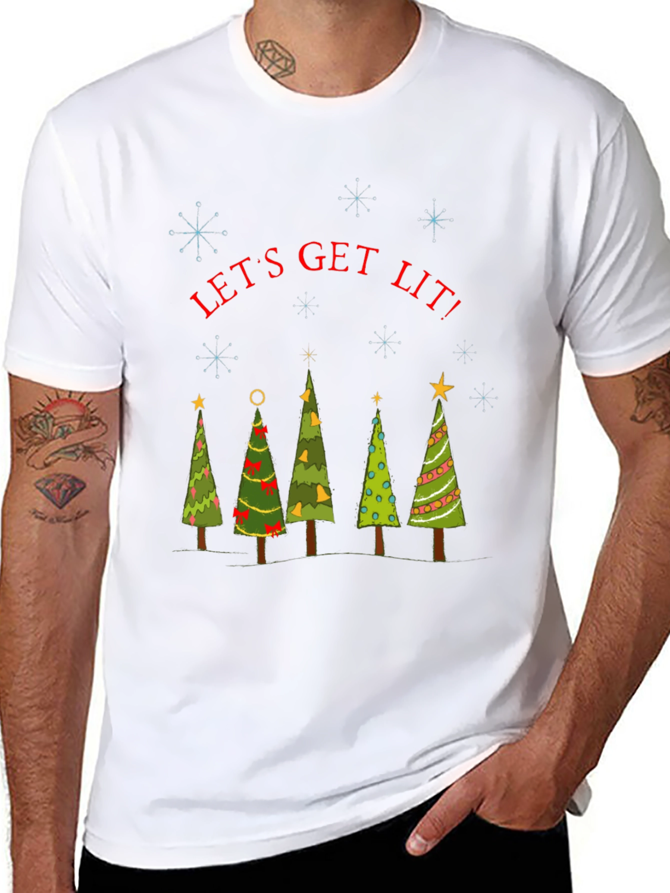 Lets Get Lit Christmas Trees T-Shirt