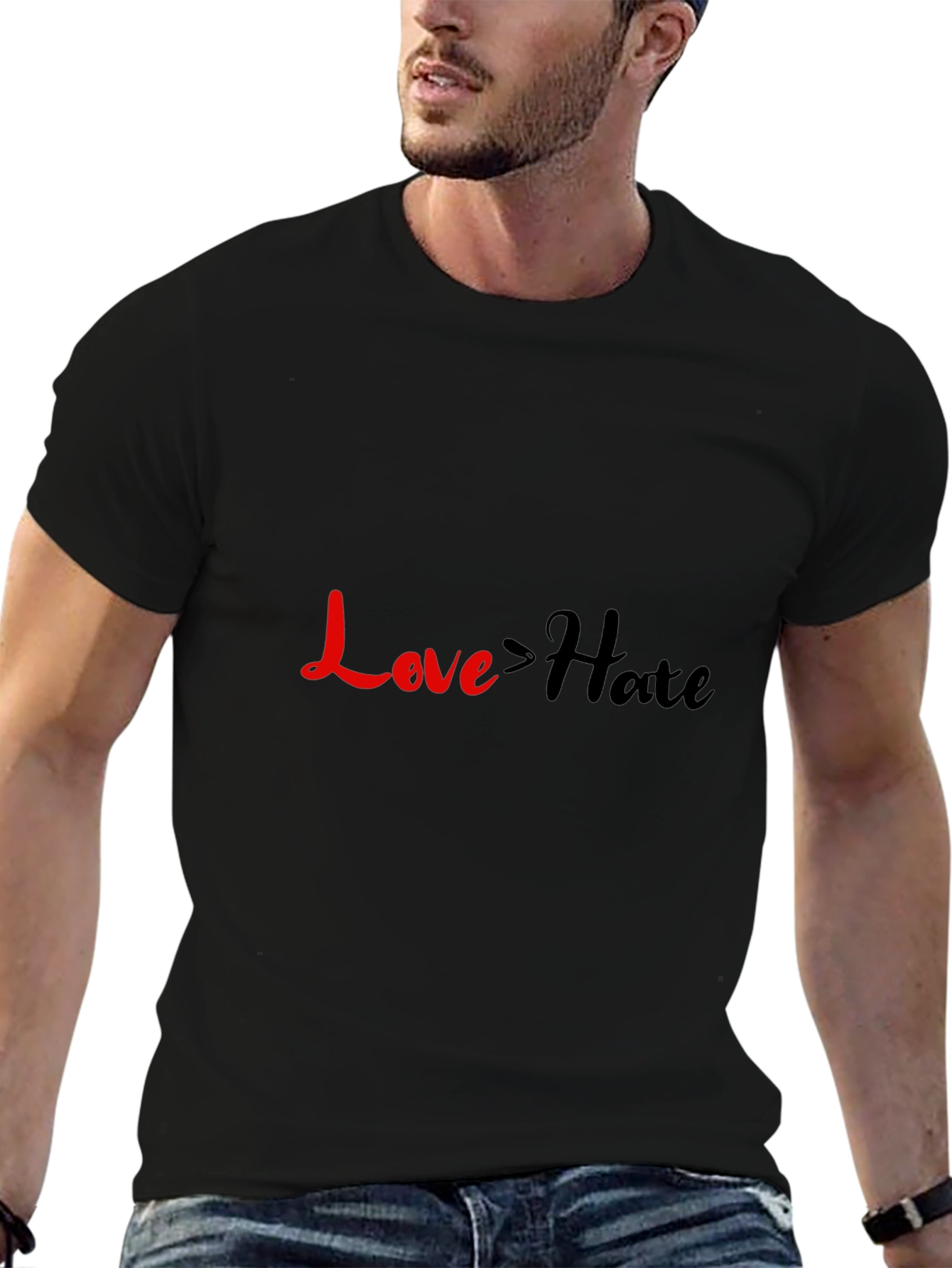 Love > Hate Graphic Tee - Black Casual T-Shirt
