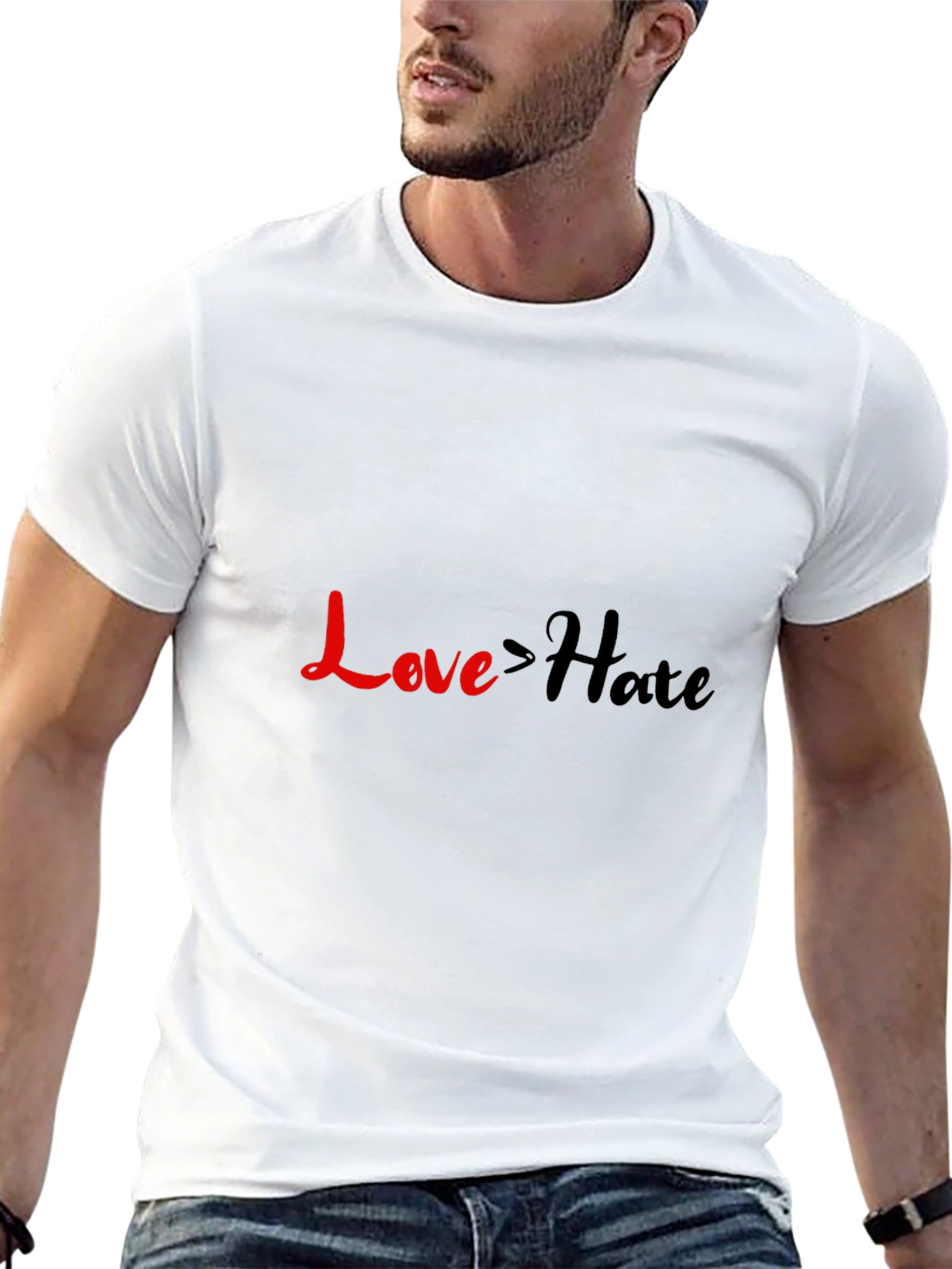 Love > Hate Graphic Tee - Black Casual T-Shirt