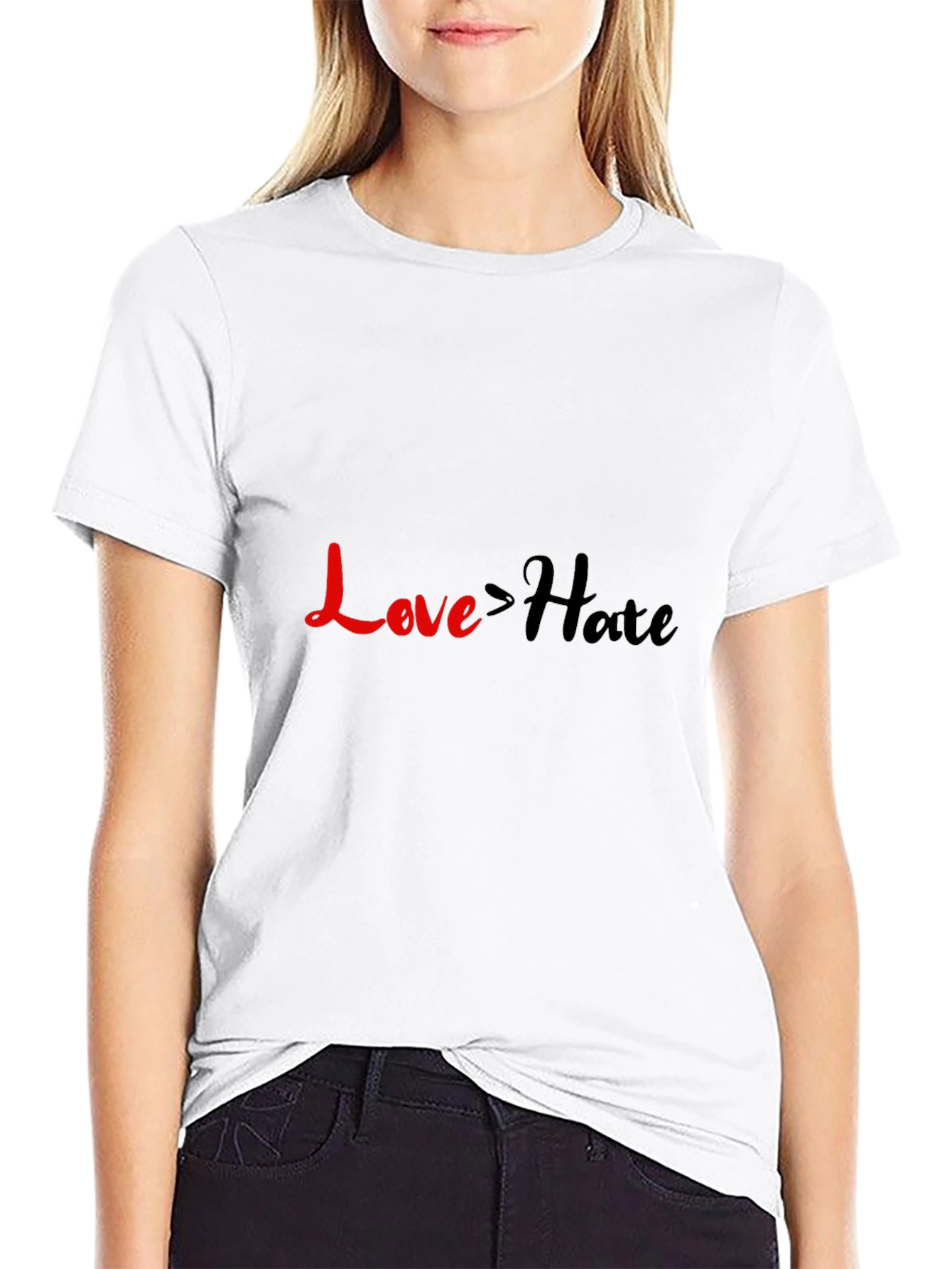 Love > Hate Graphic Tee - Black Casual T-Shirt