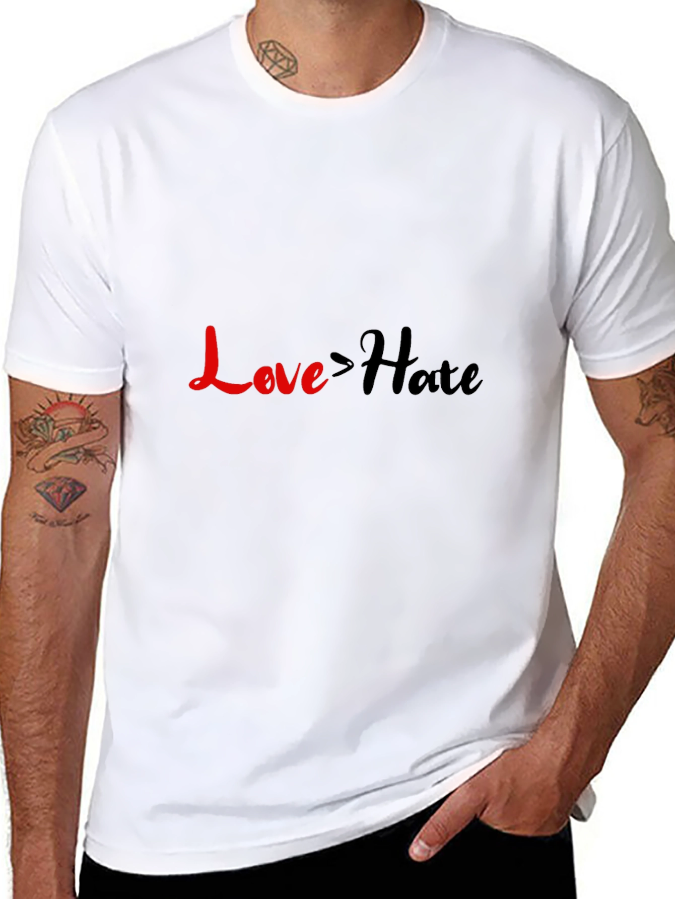Love > Hate Graphic Tee - Black Casual T-Shirt
