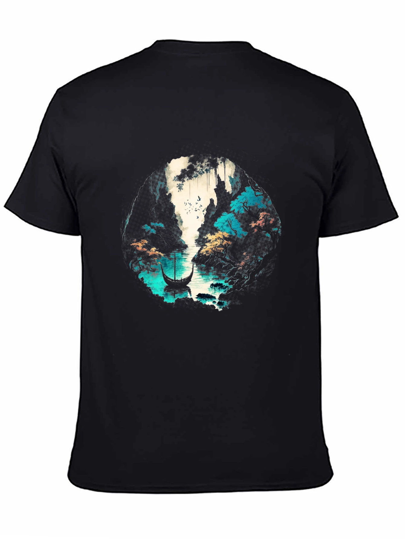 Nature Graphic T-Shirt - Boat & Water Design