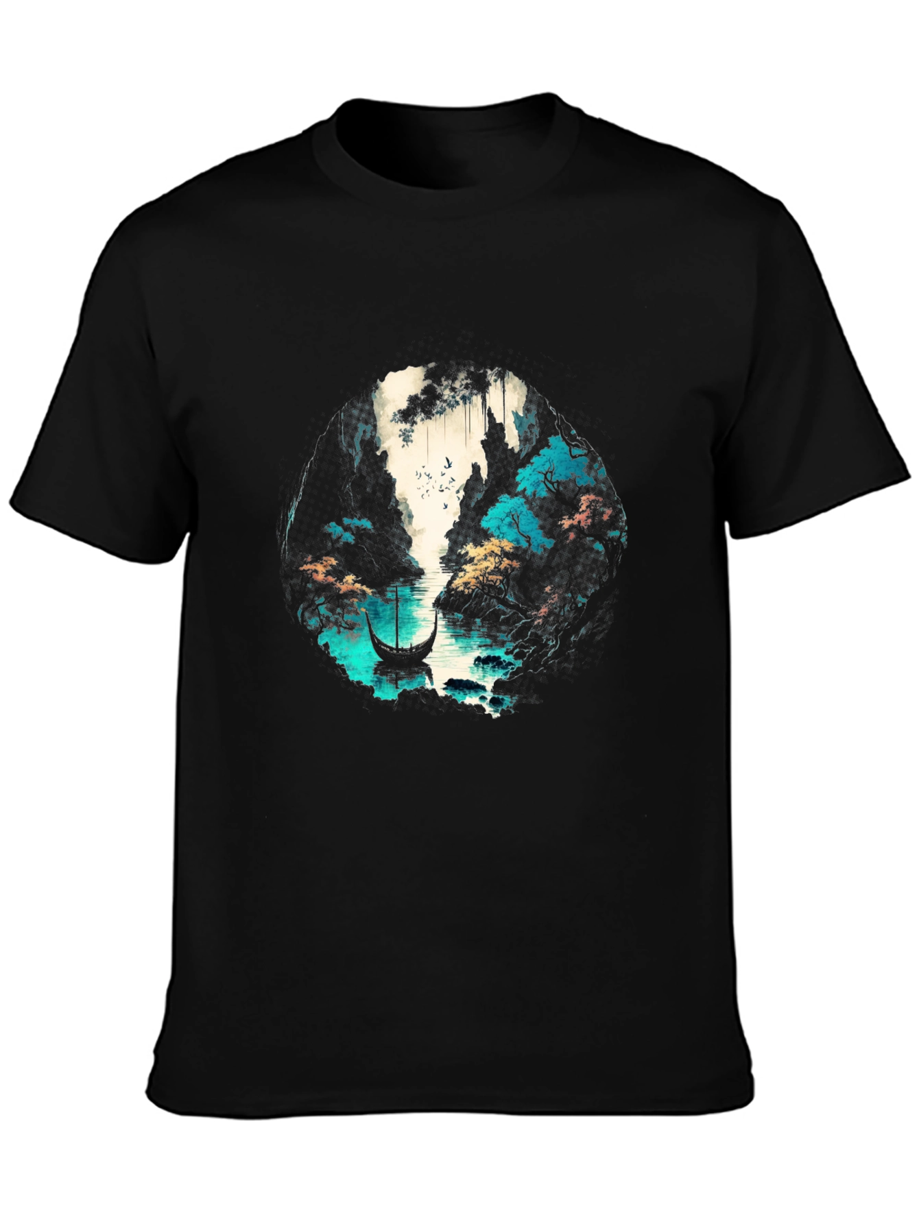 Nature Graphic T-Shirt - Boat & Water Design