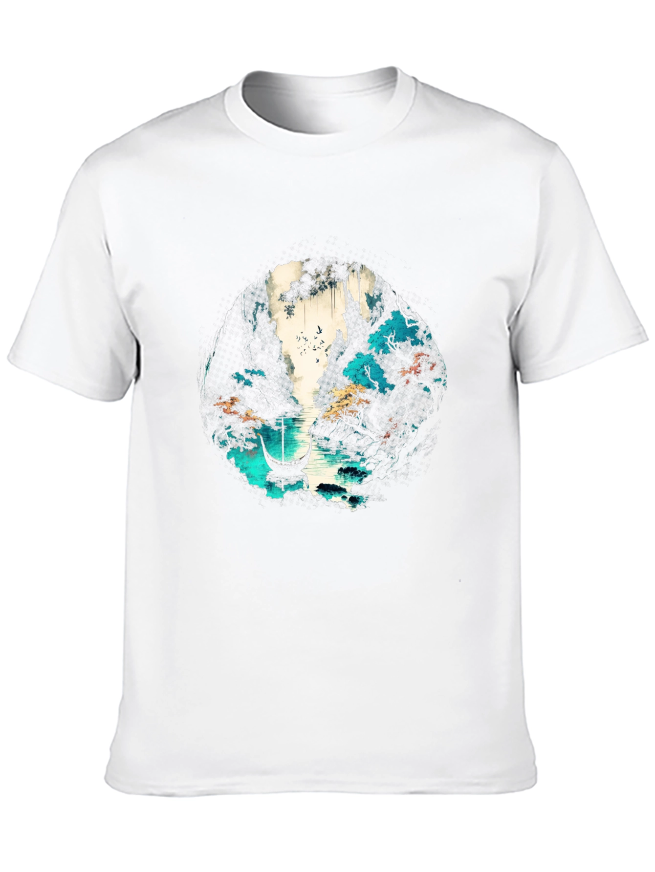 Nature Graphic T-Shirt - Boat & Water Design