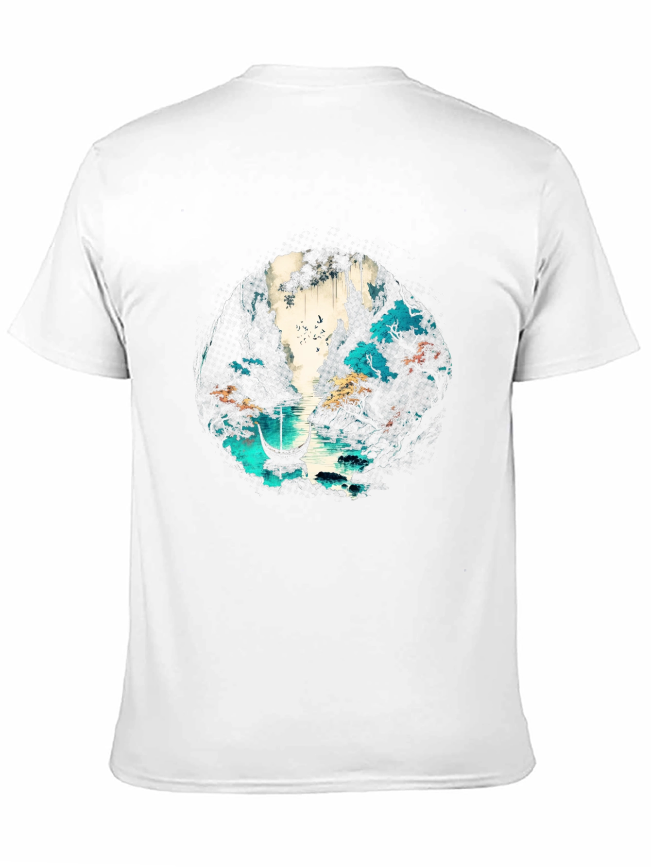 Nature Graphic T-Shirt - Boat & Water Design