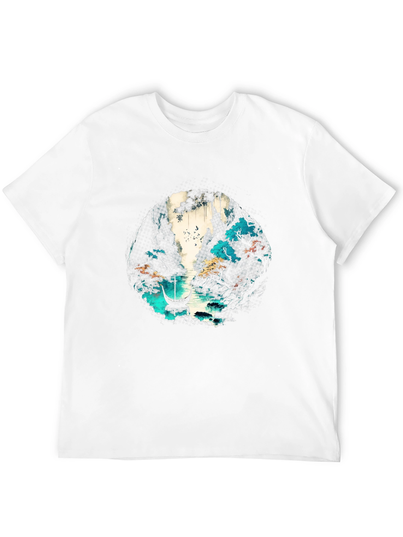 Nature Graphic T-Shirt - Boat & Water Design