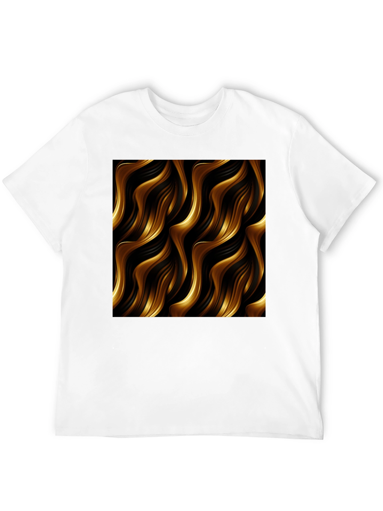 Stylish Black Tee with Abstract Gold Wave Design