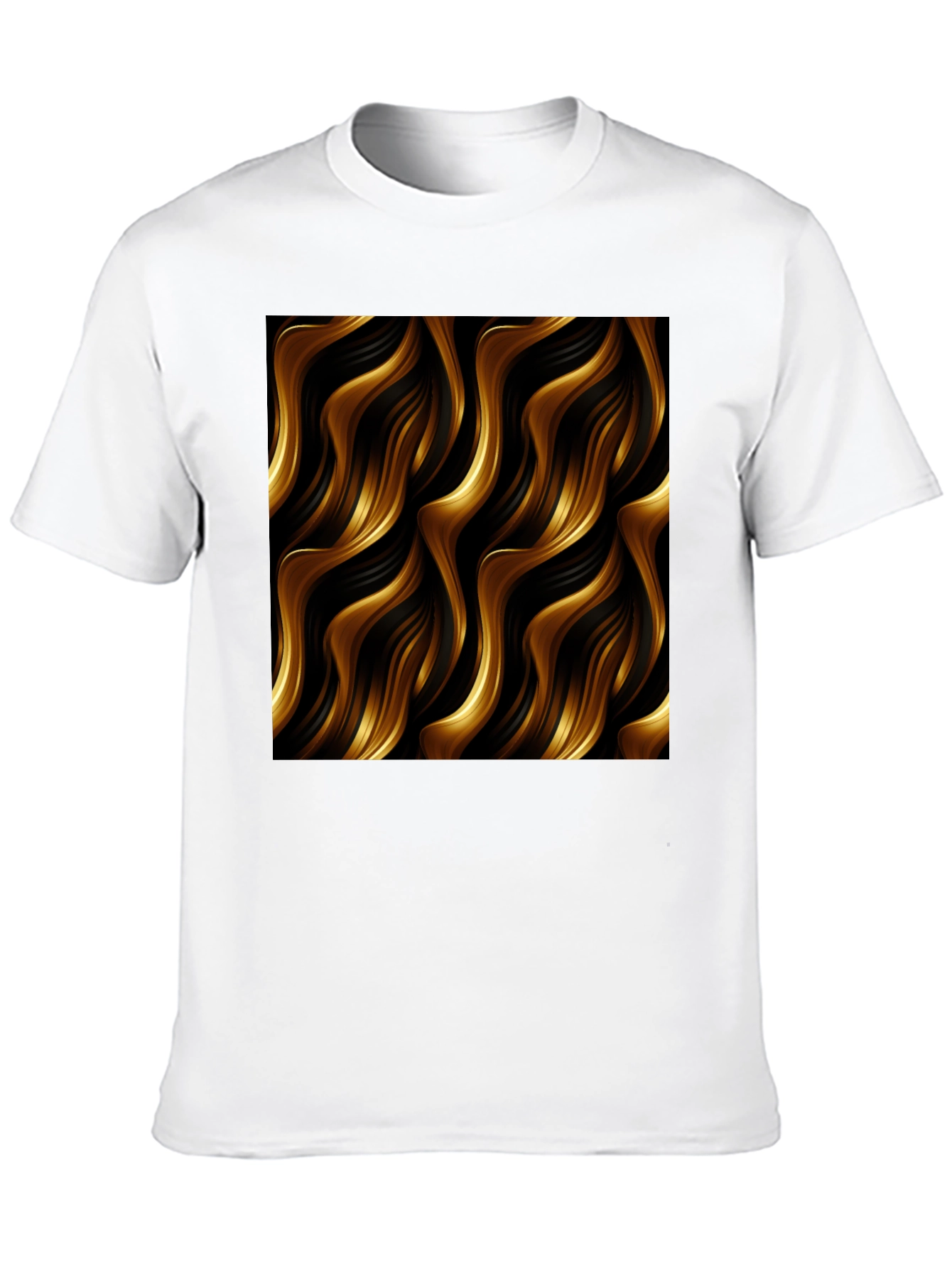 Stylish Black Tee with Abstract Gold Wave Design