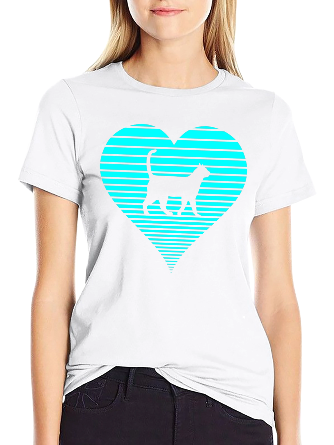 Cat Heart T-Shirt - Modern Graphic Tee