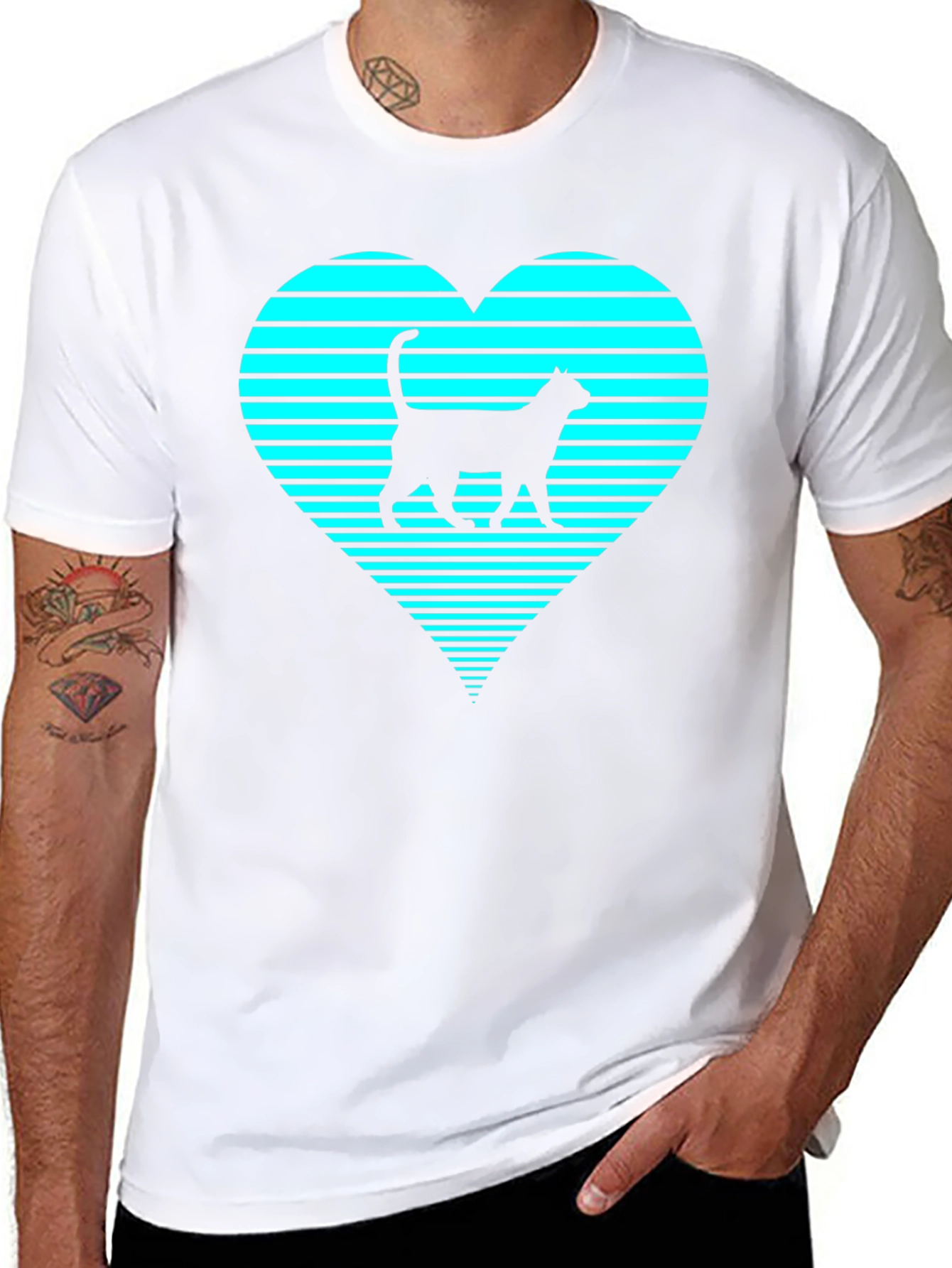 Cat Heart T-Shirt - Modern Graphic Tee