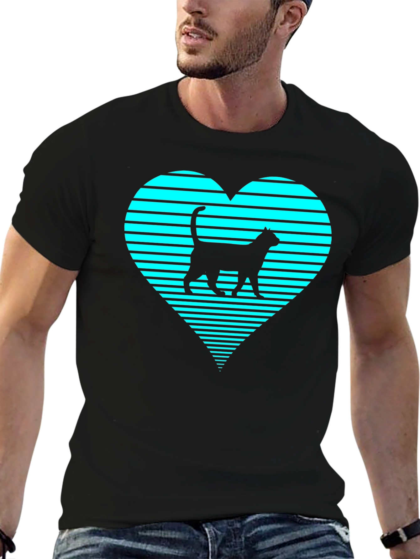 Cat Heart T-Shirt - Modern Graphic Tee