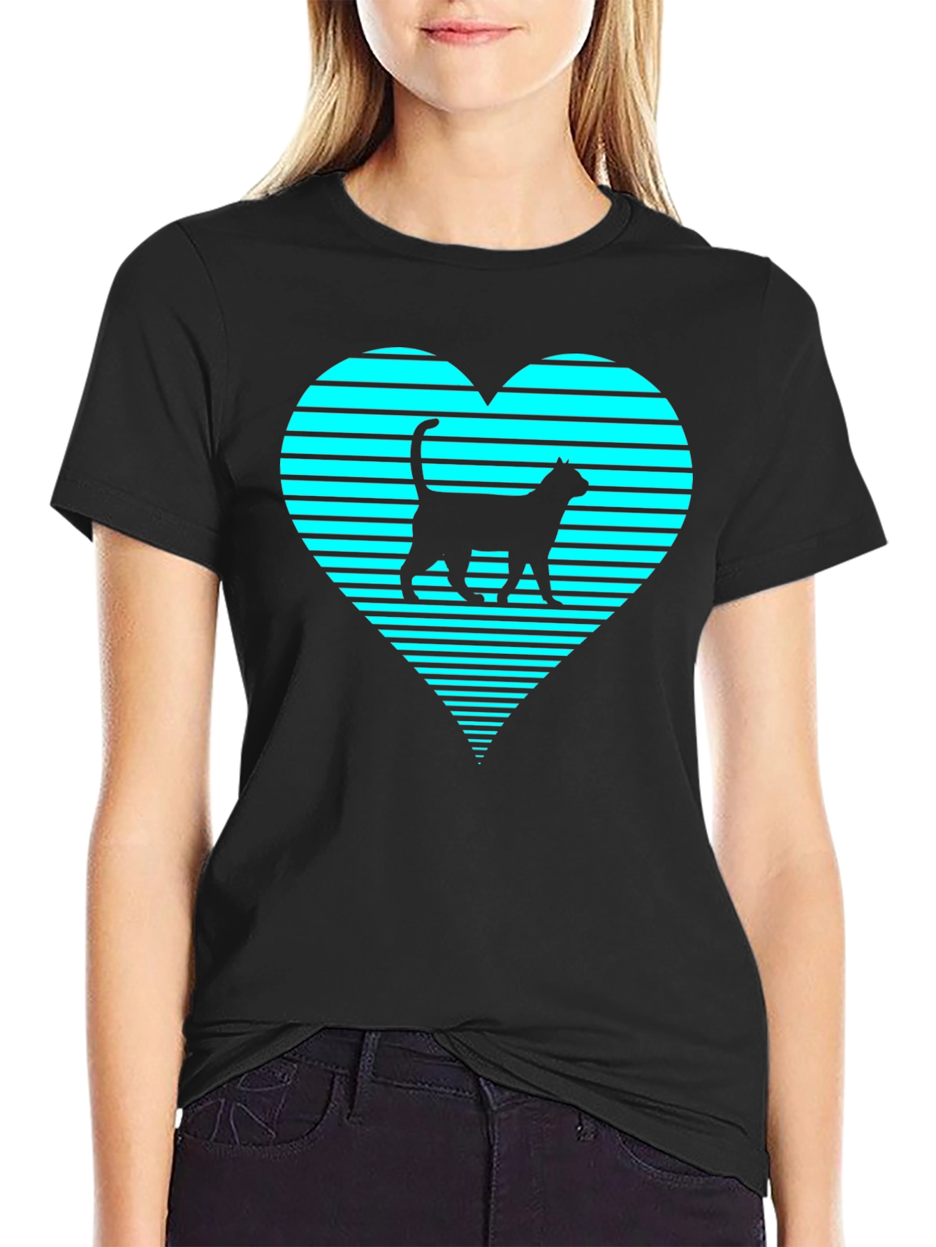 Cat Heart T-Shirt - Modern Graphic Tee
