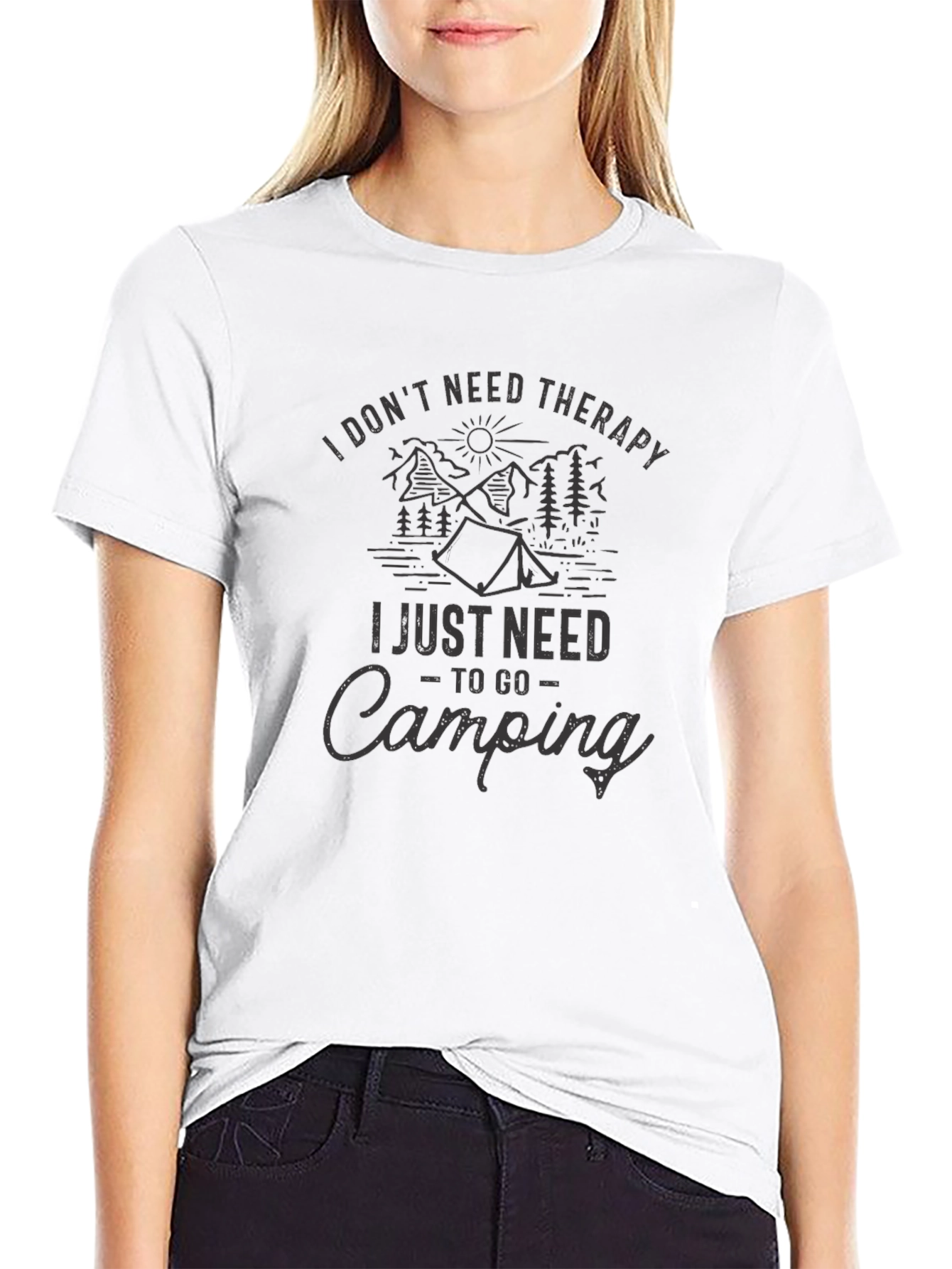 Camping Therapy Black Graphic T-Shirt