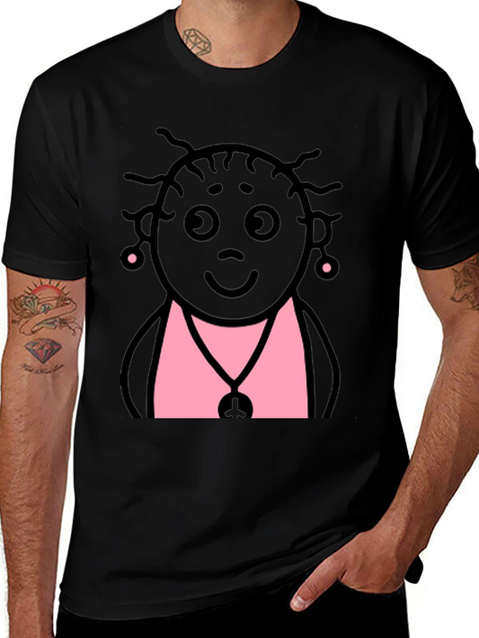 Fun Cartoon Graphic Print Black T-Shirt