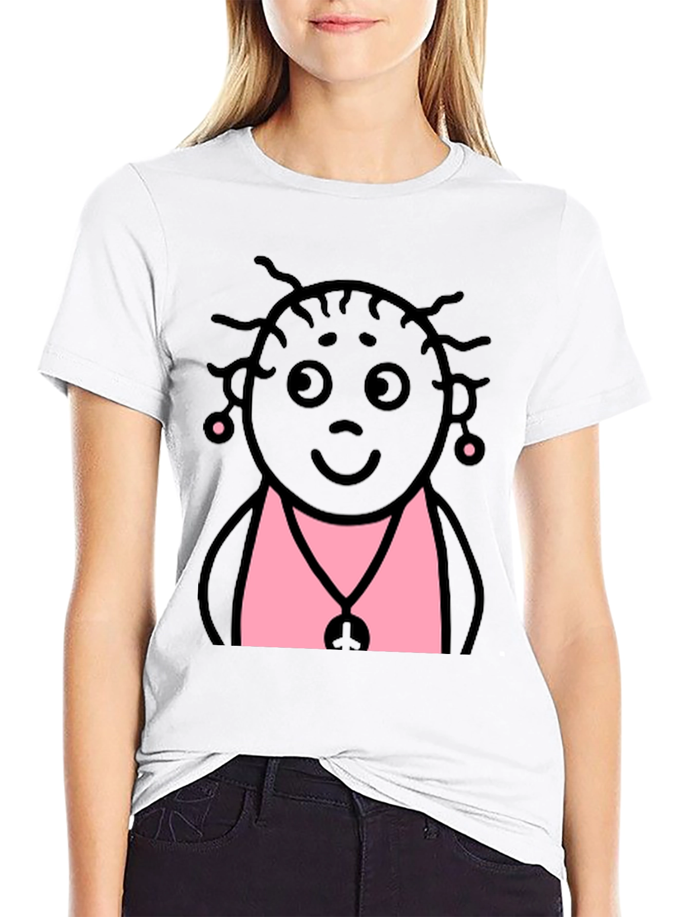 Fun Cartoon Graphic Print Black T-Shirt