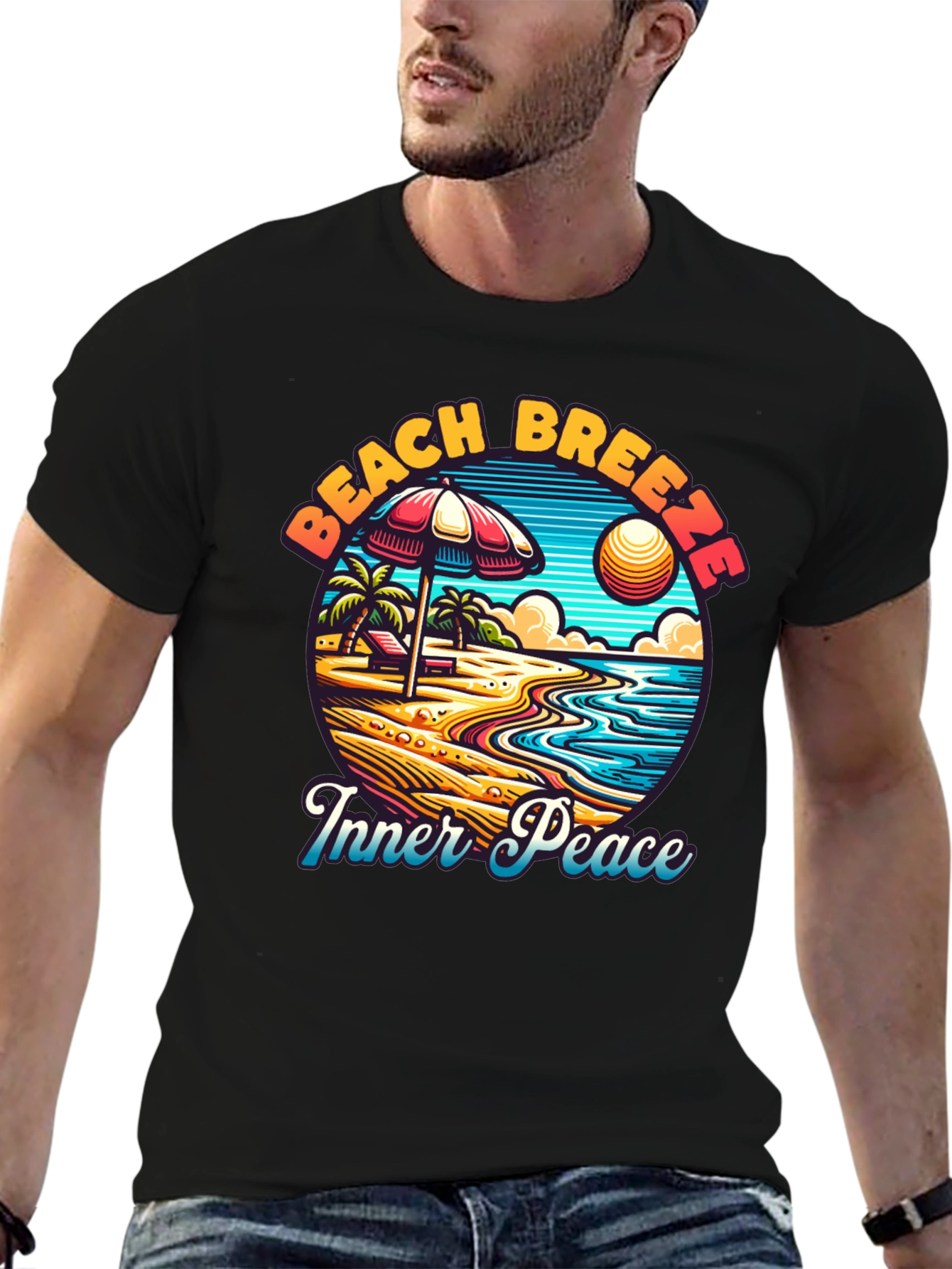 Beach Breeze Inner Peace Black T-Shirt