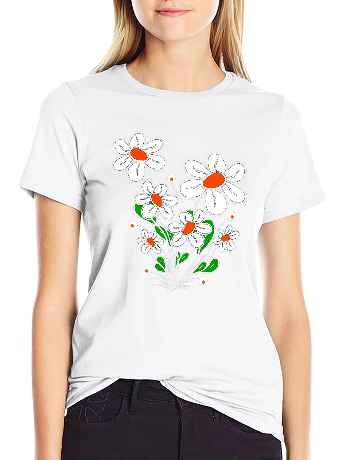 Floral Graphic Print Black T-Shirt