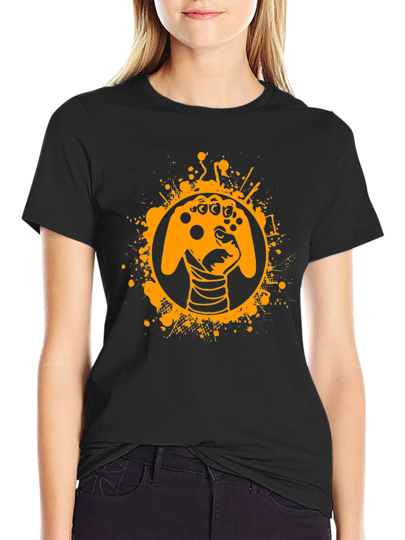 Gamer Fist Graphic Tee - Black Cotton Blend