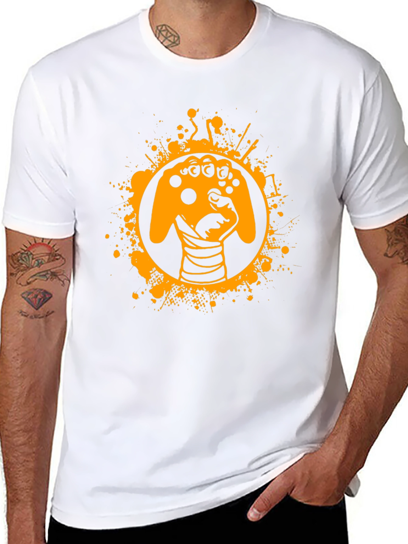 Gamer Fist Graphic Tee - Black Cotton Blend