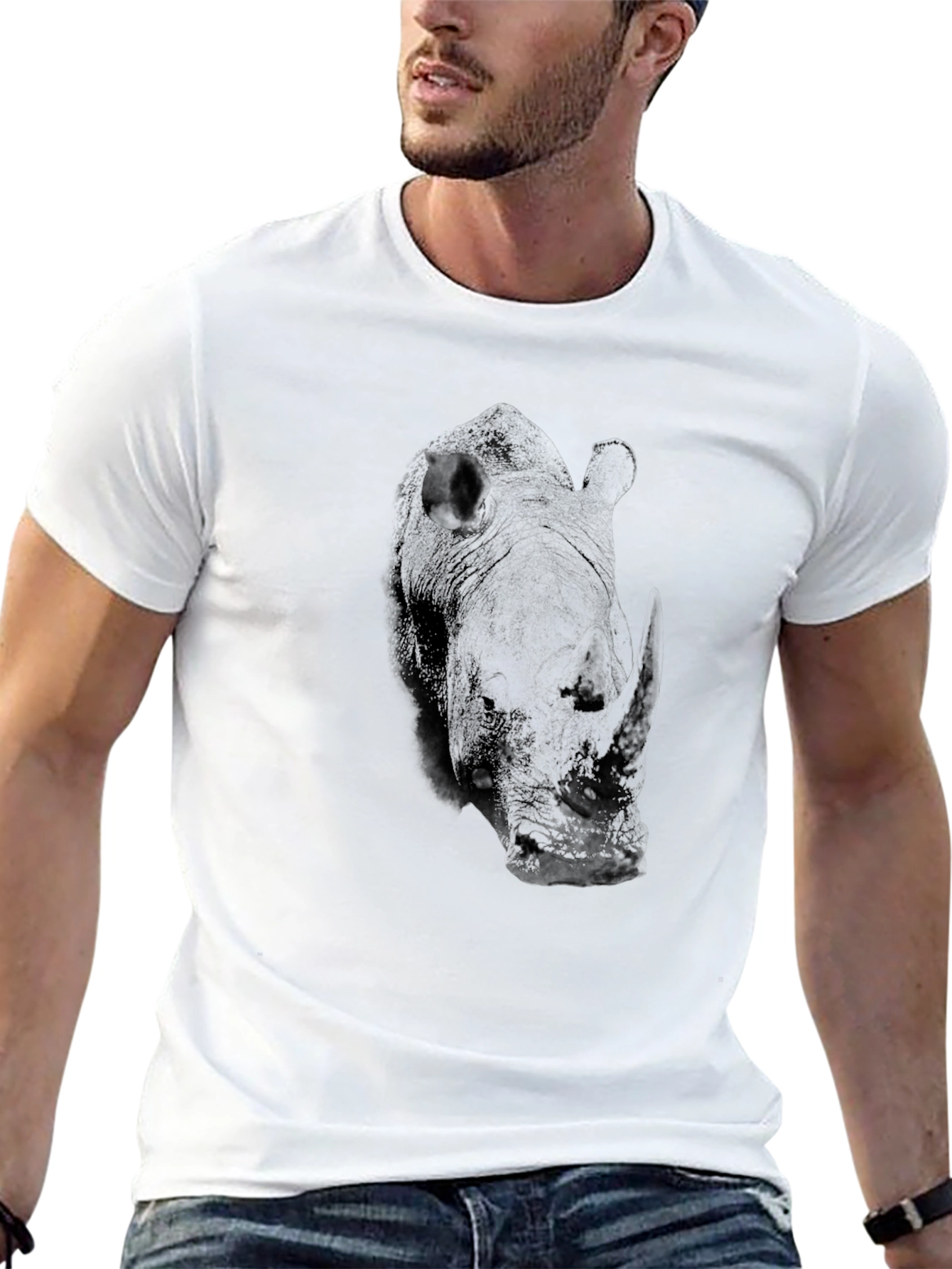 Black Rhino Graphic Tee - Unique Animal Design