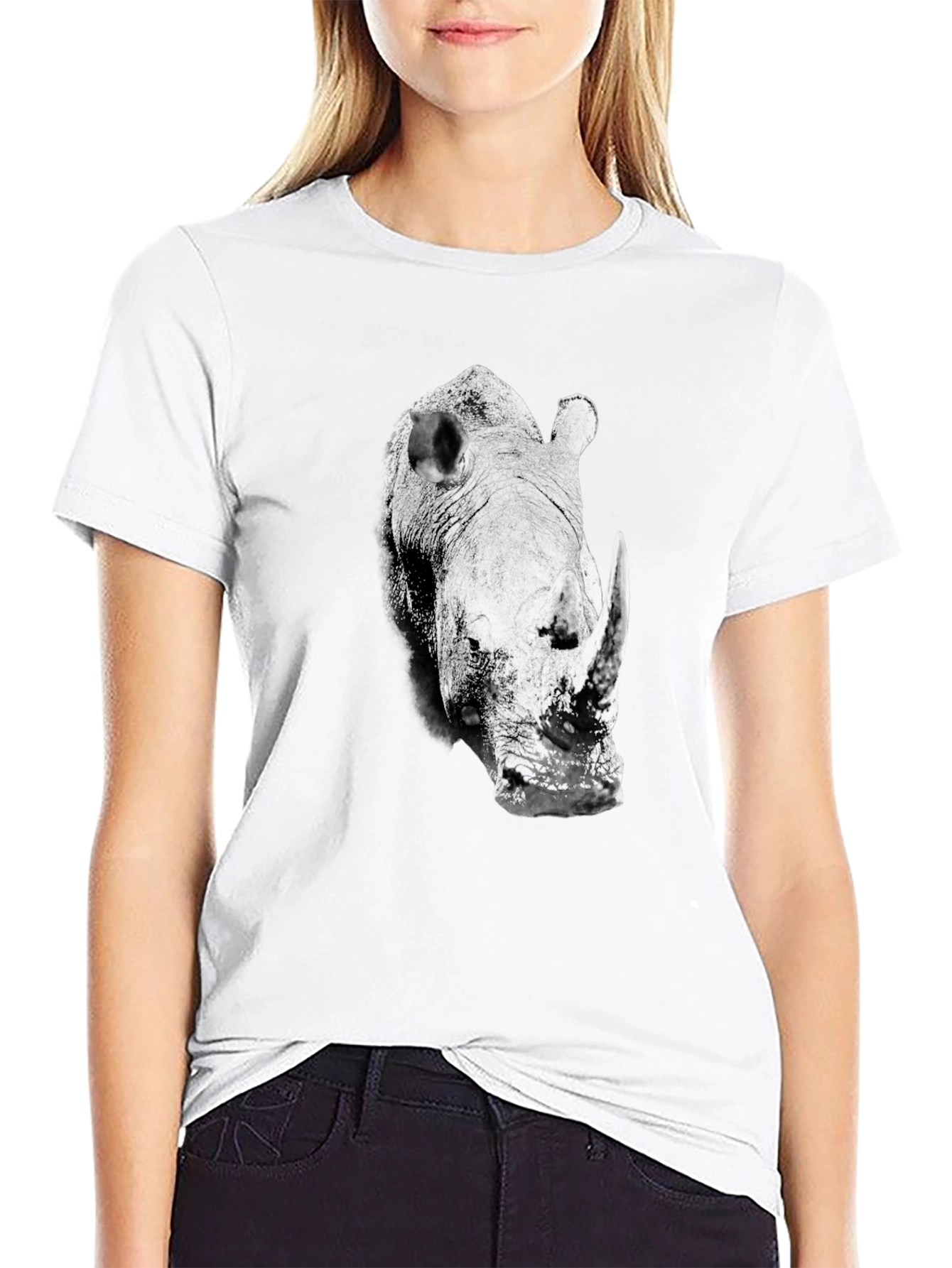 Black Rhino Graphic Tee - Unique Animal Design