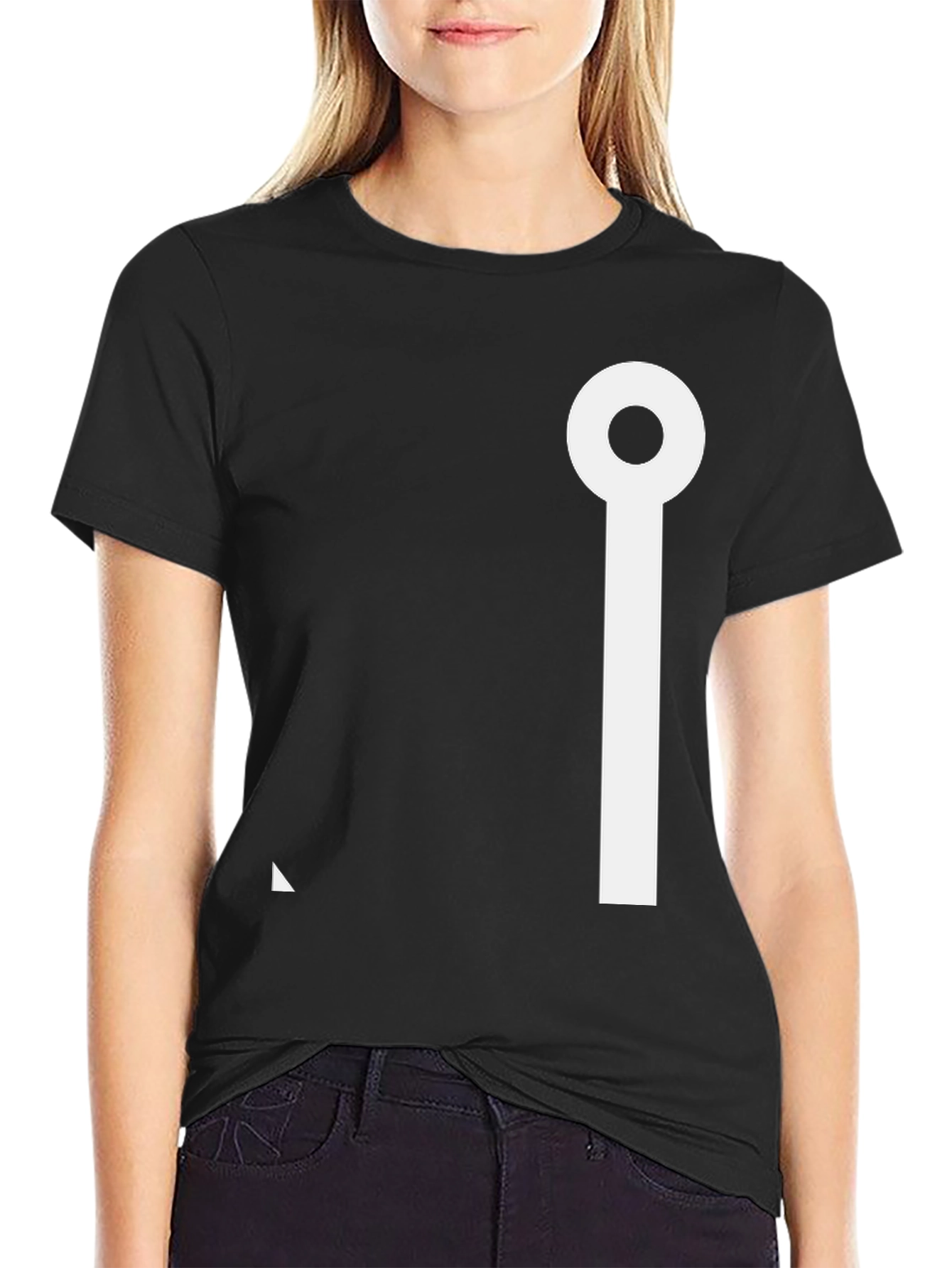 Minimalist Black T-Shirt with Abstract White Design