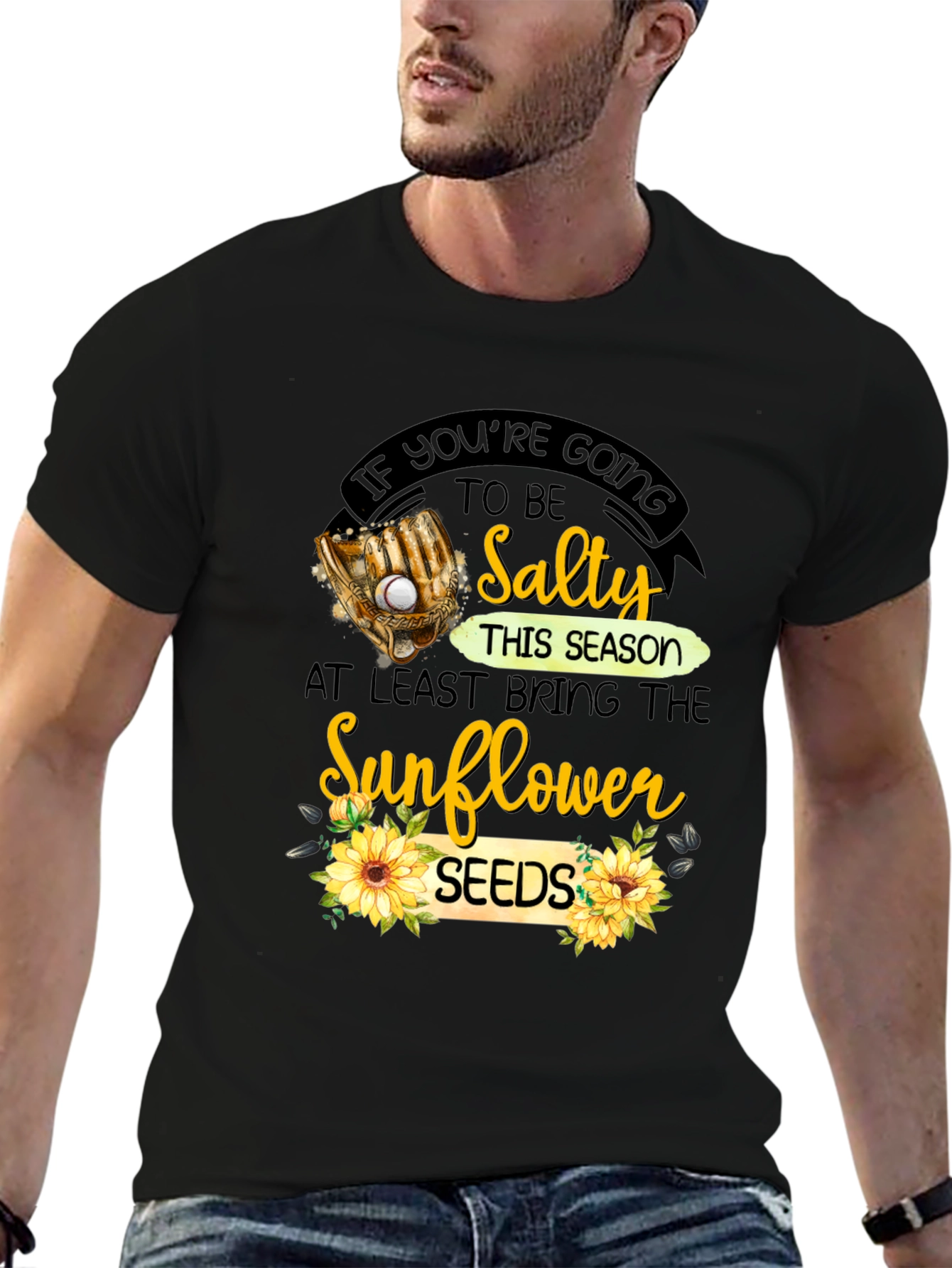 Salty Sunflower Seeds T-Shirt Baseball Tee