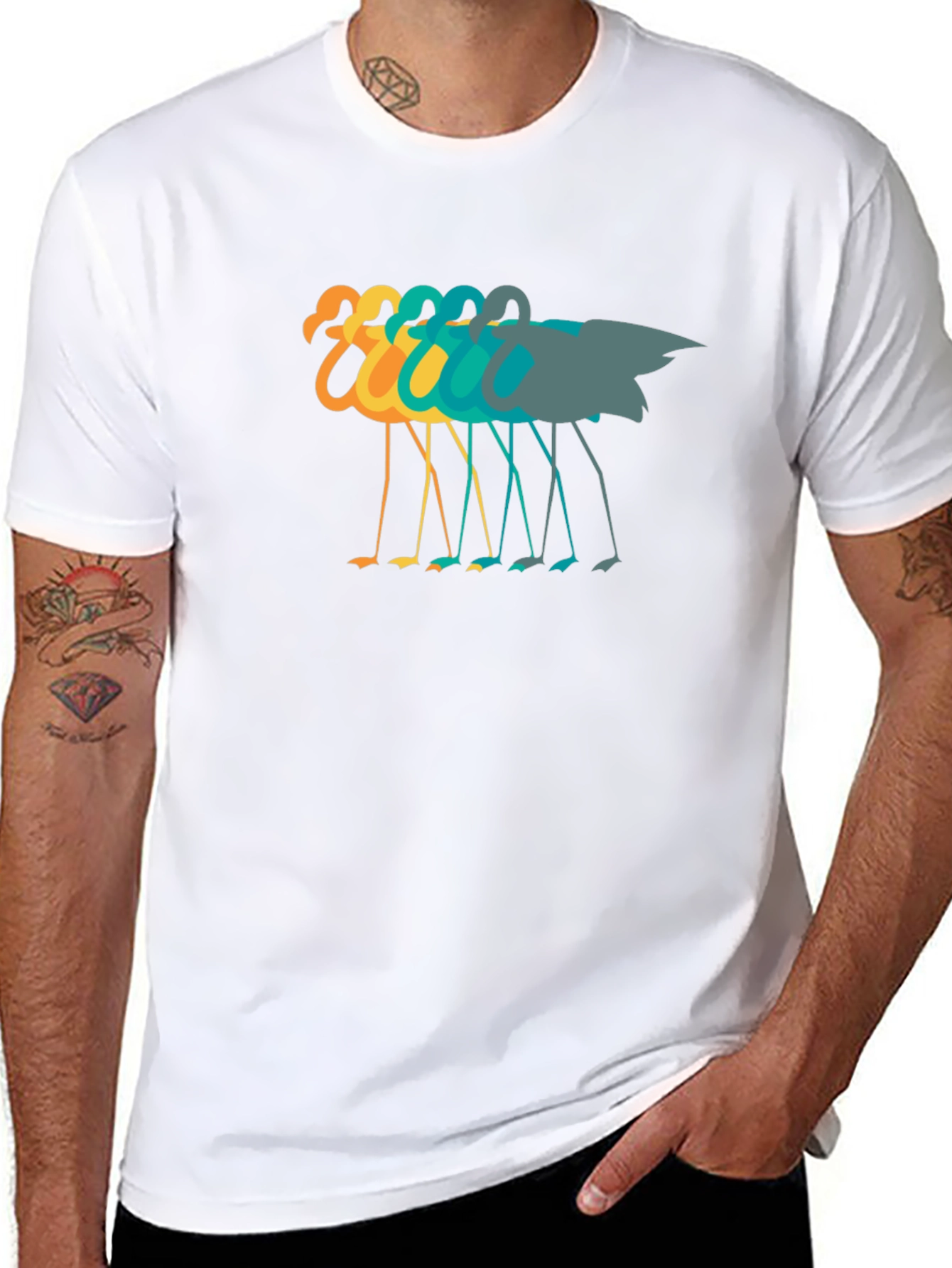 Retro Flamingo Graphic Tee - Black