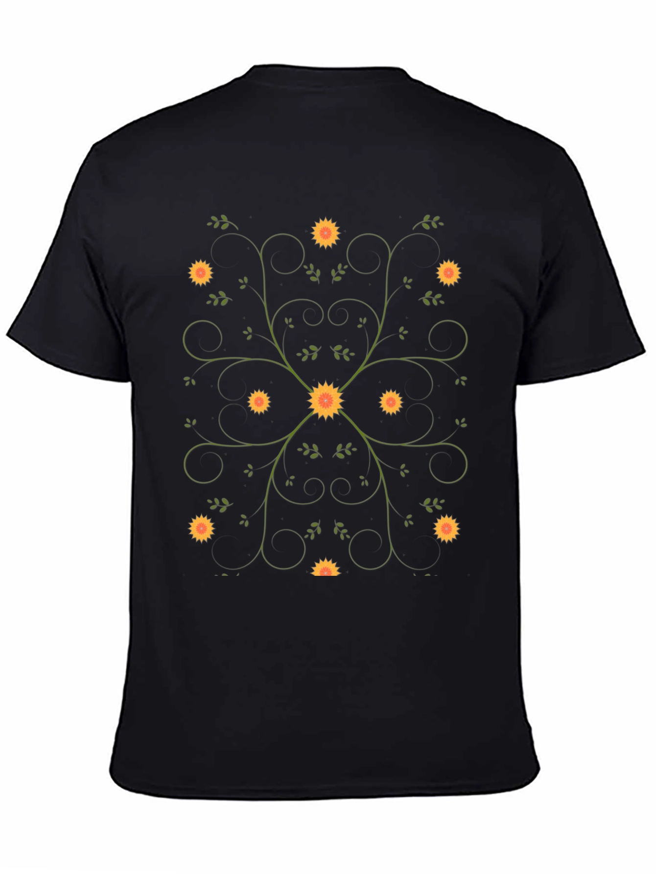 Floral Vine Black T-Shirt