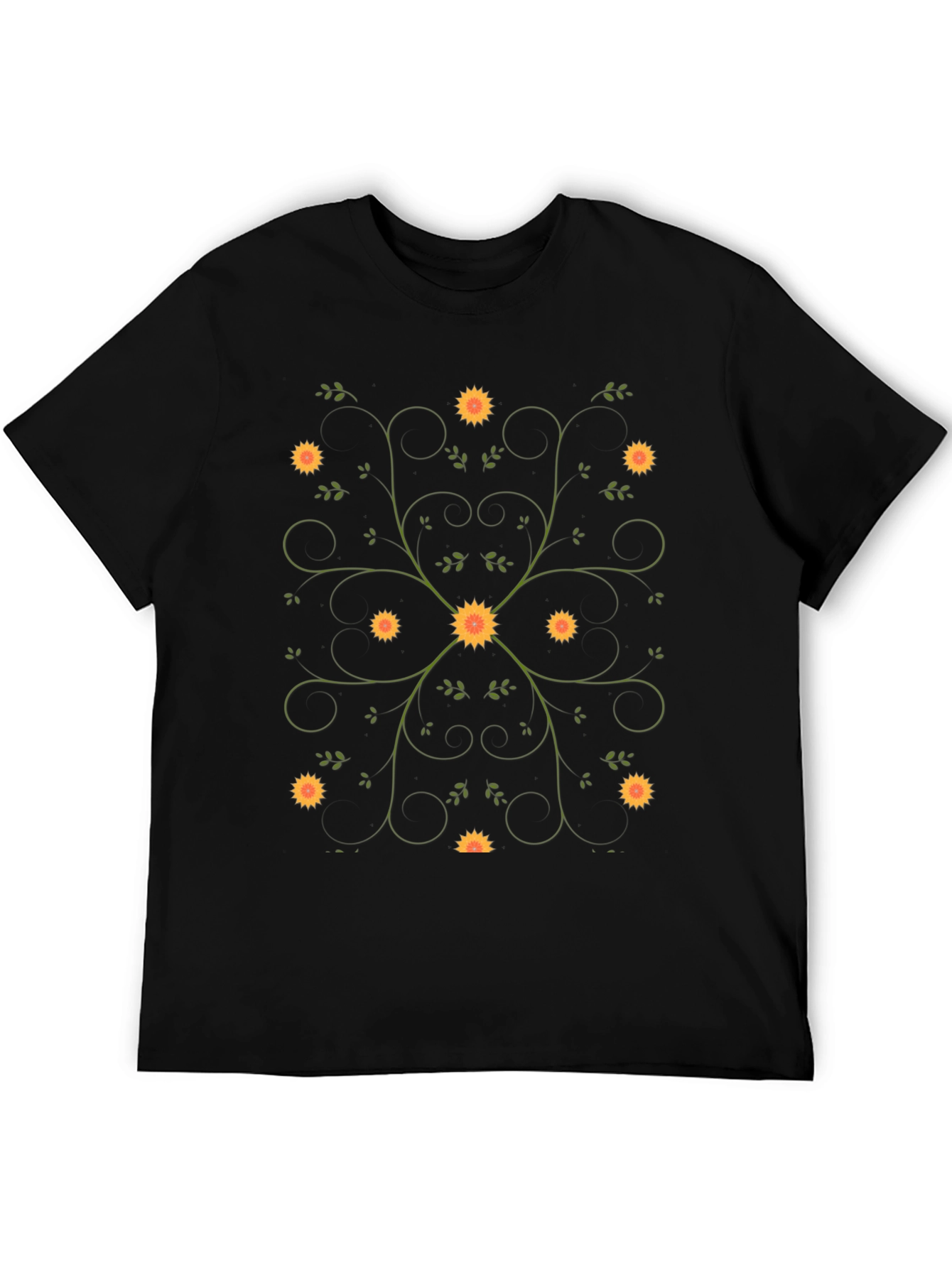 Floral Vine Black T-Shirt