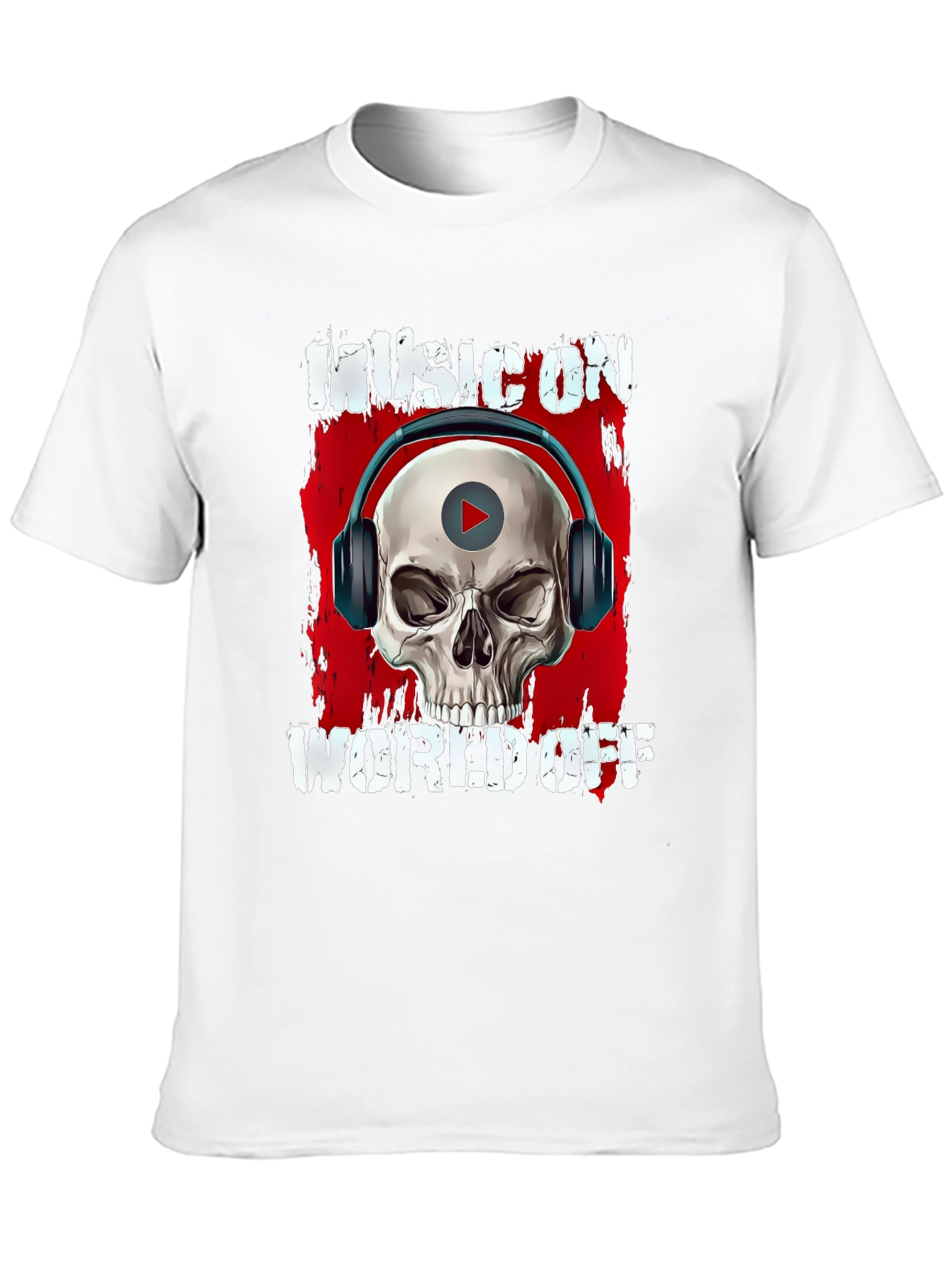 Music On World Off Skull Graphic T-Shirt