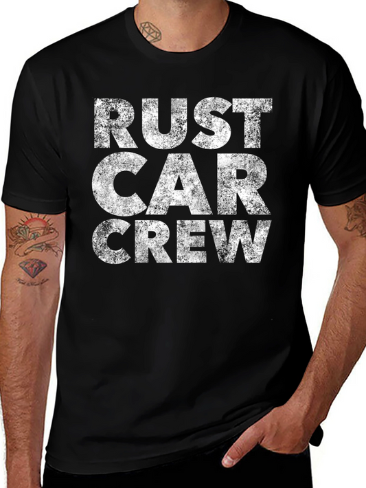 Rust Car Crew Graphic Tee - Distressed Vintage Style