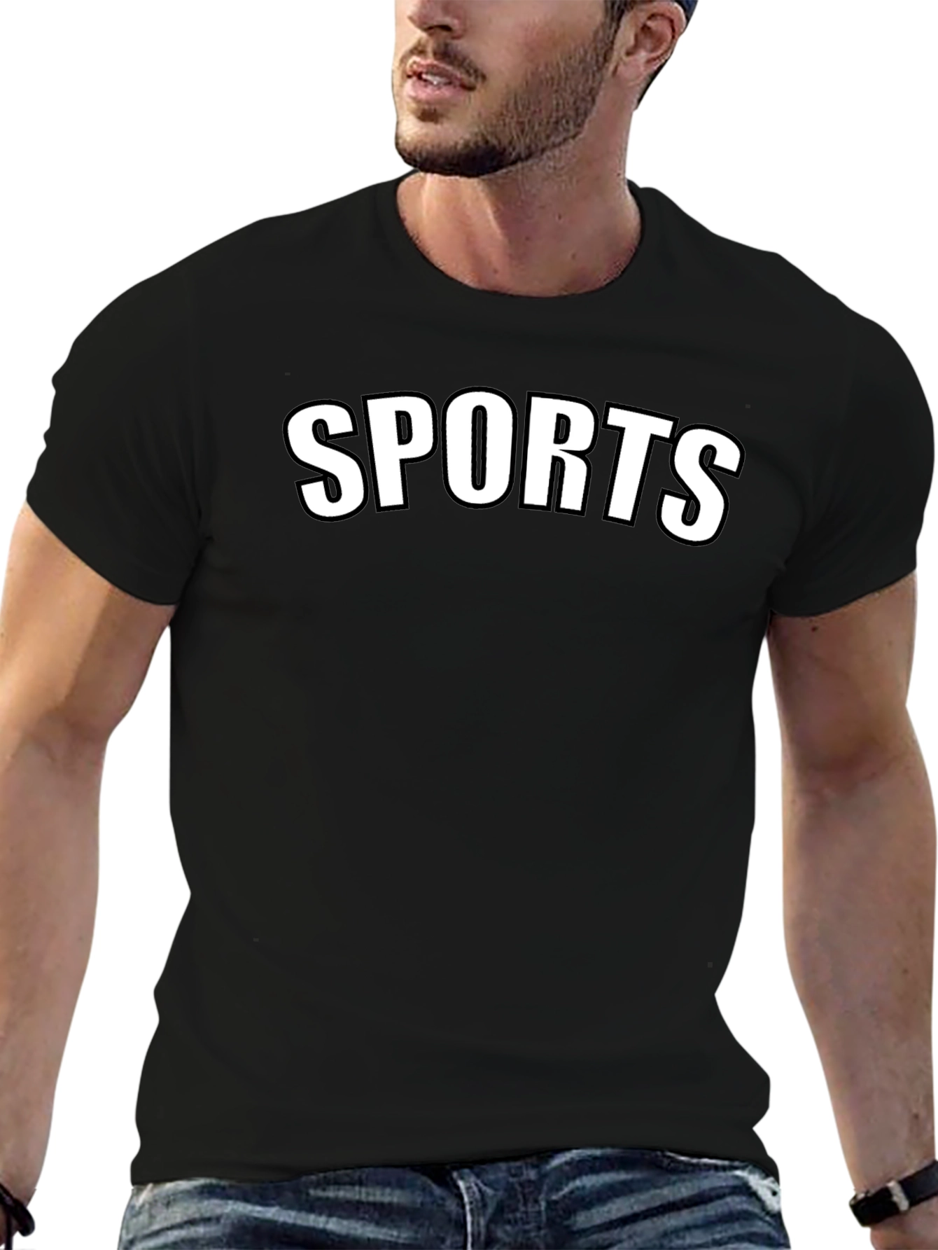 Mens Black Sports Graphic T-Shirt